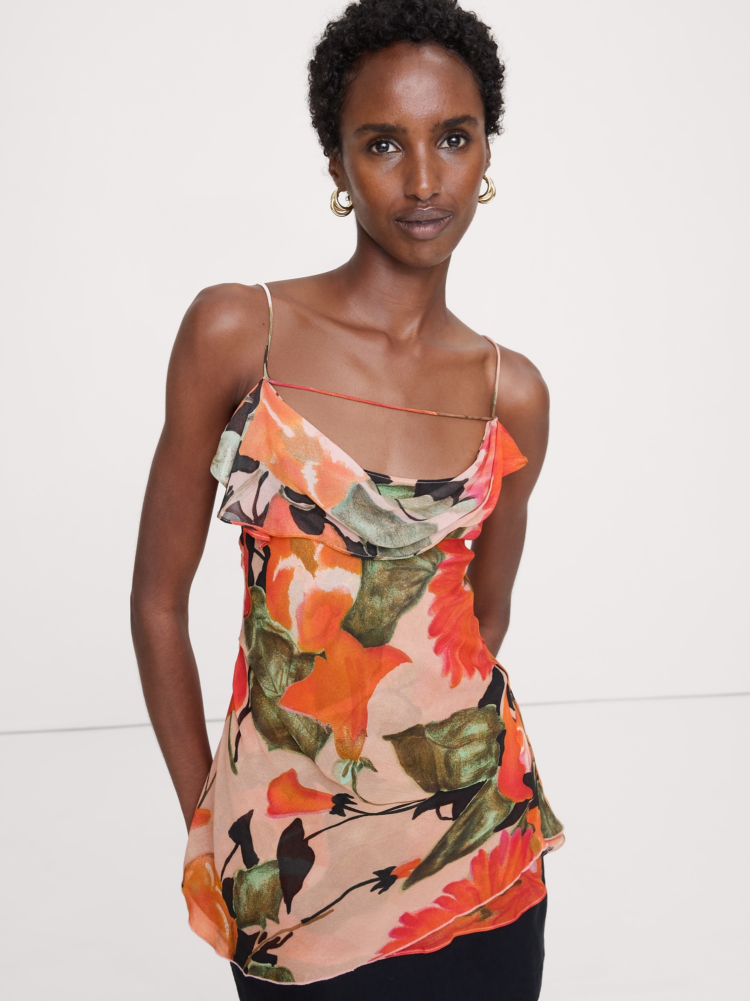 Image number 3 showing, Georgette Cowl-Neck Tank