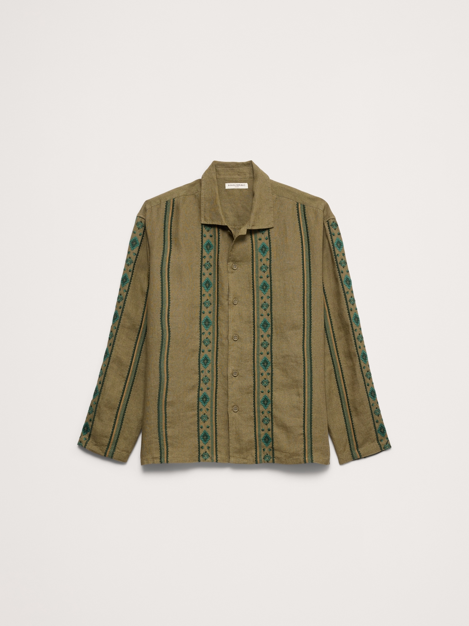 Image number 4 showing, Relaxed-Fit Embroidered Linen Long-Sleeve Resort Shirt