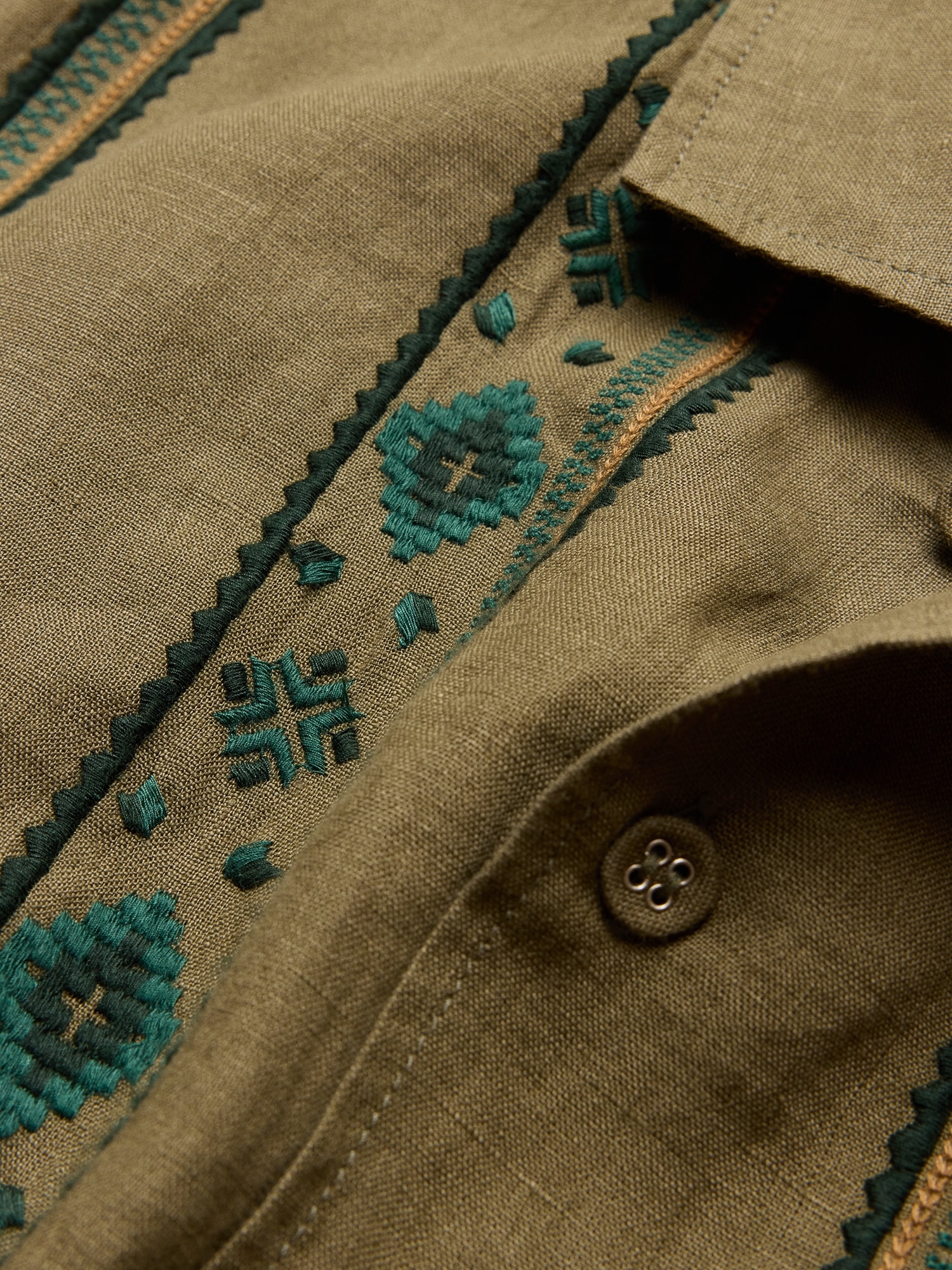 Image number 5 showing, Relaxed-Fit Embroidered Linen Long-Sleeve Resort Shirt