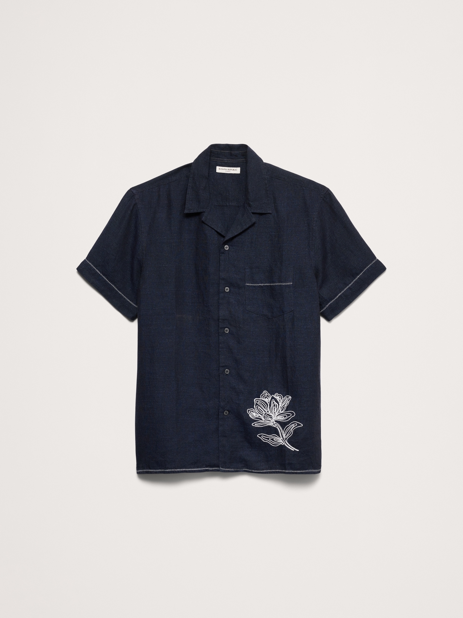 Image number 4 showing, Standard-Fit Embroidered Linen Resort Shirt