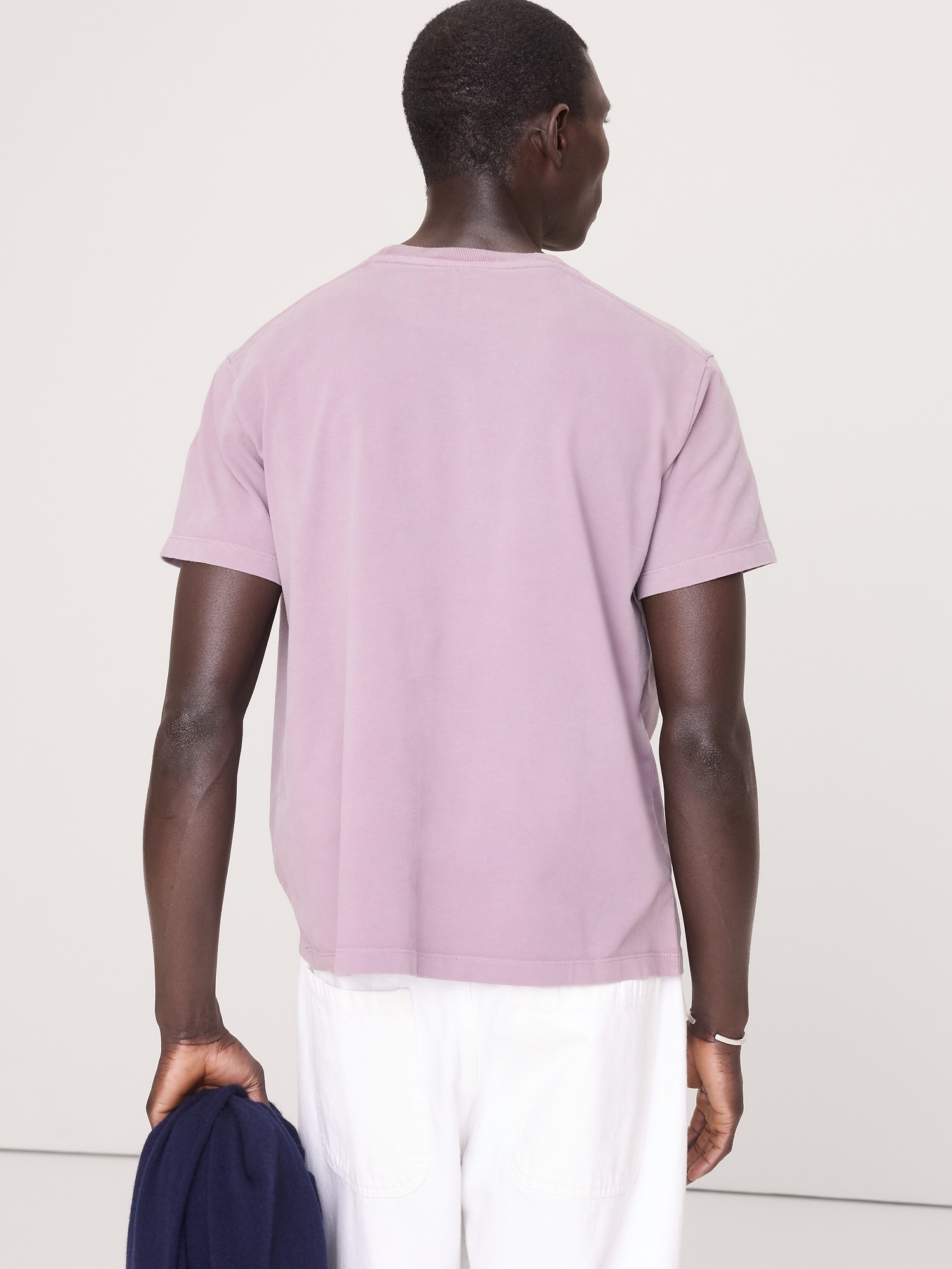Мужская футболка Banana Republic Heavyweight Cotton Crew-Neck, цвет: Сумеречный фиолетовый — фото 2