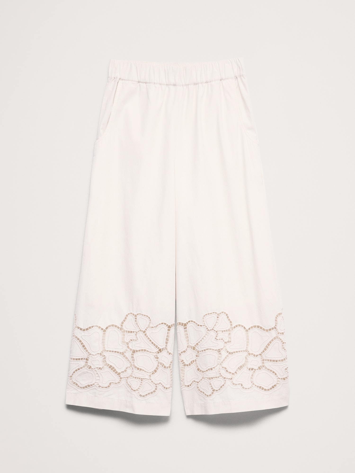 Image number 4 showing, The Pull-On Wide-Leg Ankle Pant in Embroidered Poplin