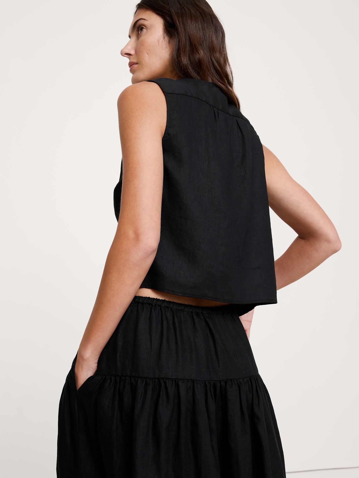 Image number 2 showing, Linen Double-Tie Tank