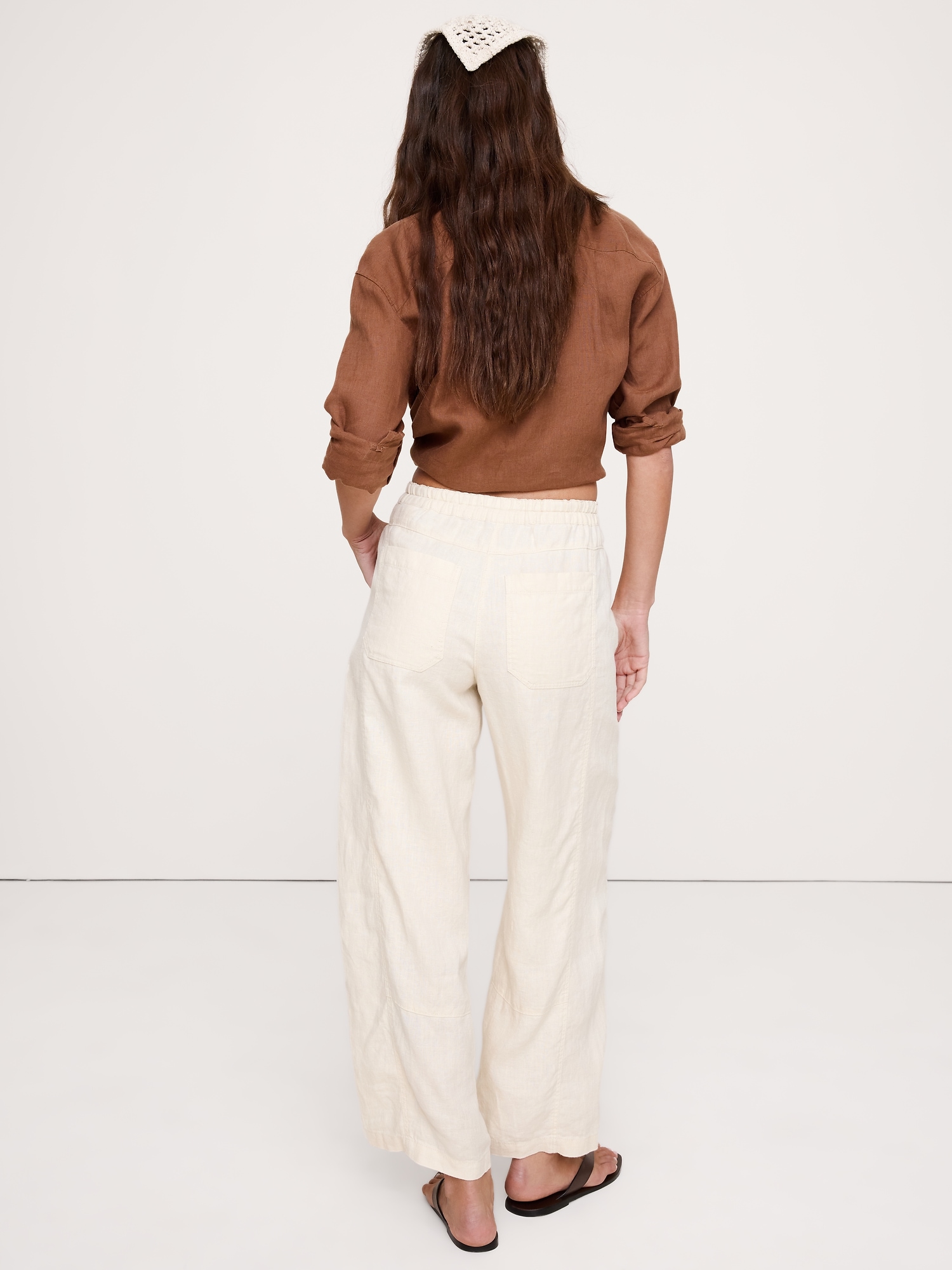 Image number 2 showing, Mid-Rise Relaxed Painter Pull-On Pant in Linen
