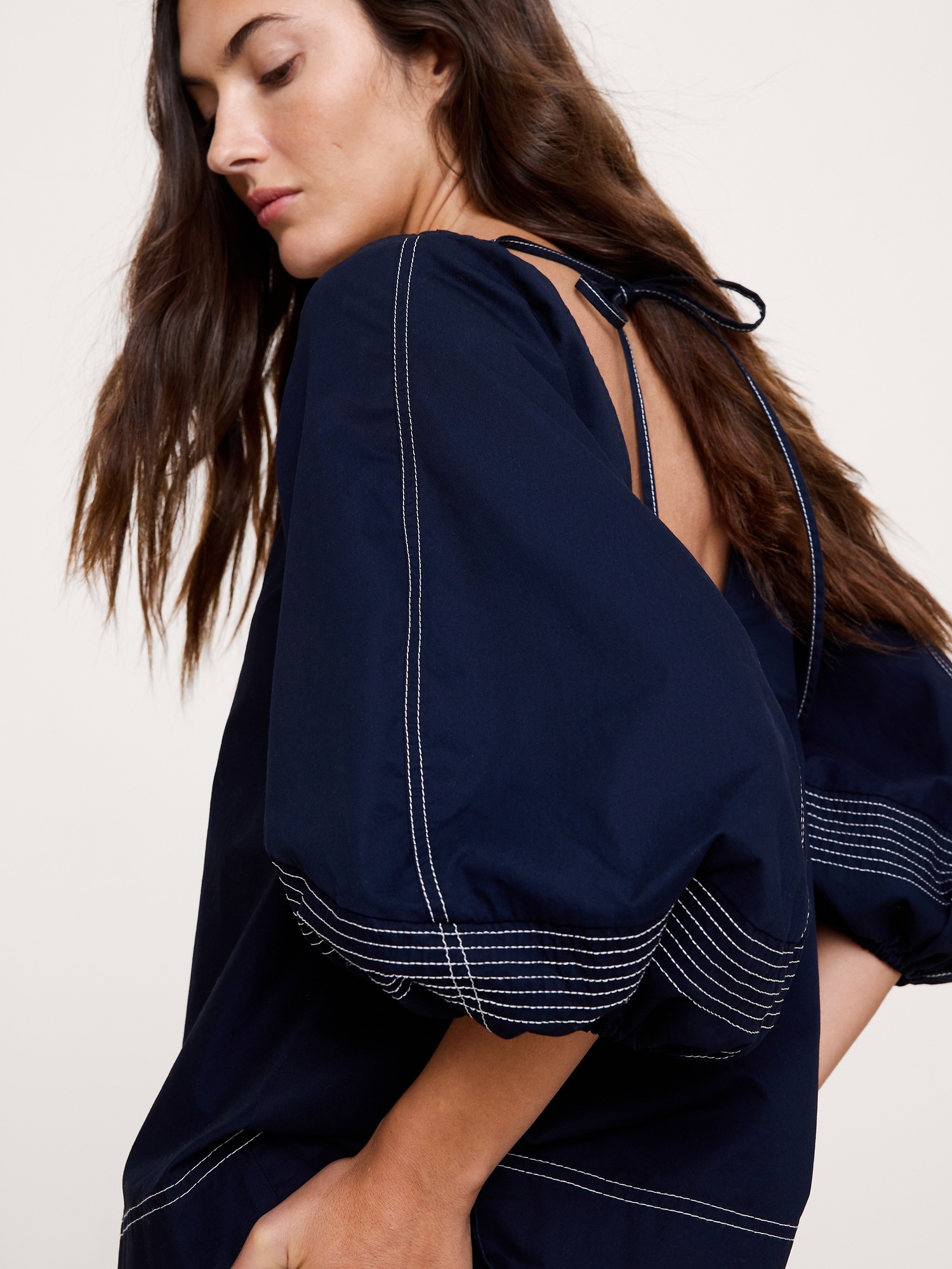 Женский топ Banana Republic Cotton Scoop-Back Top, цвет: Тёмно-синий — фото 5