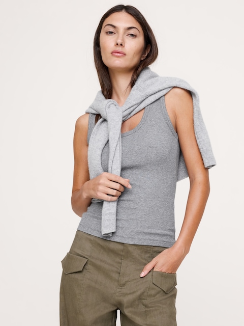 Ribbed Scoop-Neck Tank