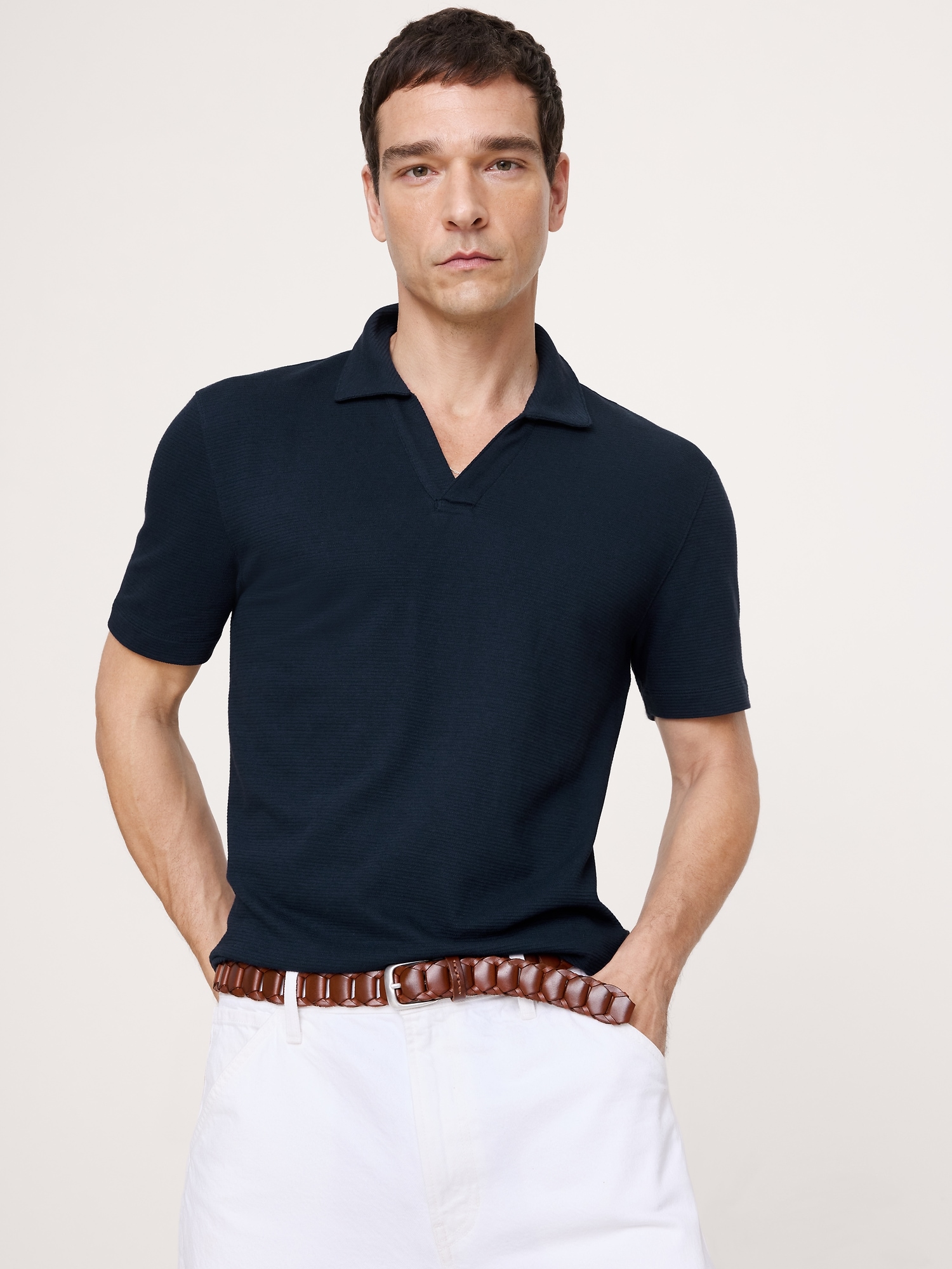 Image number 1 showing, Mesh Johnny-Collar Polo
