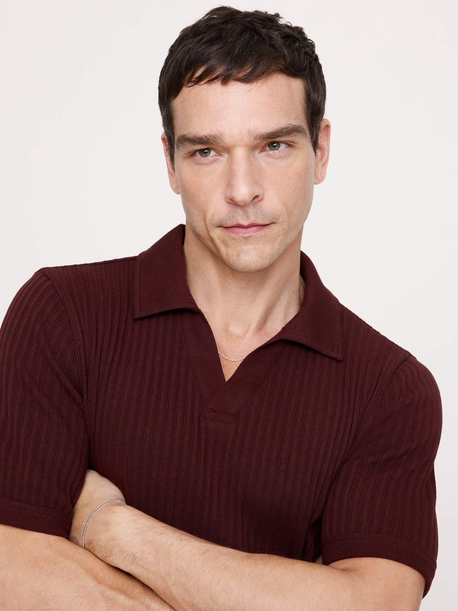 Image number 3 showing, Ribbed Stretch-Cotton Johnny-Collar Polo