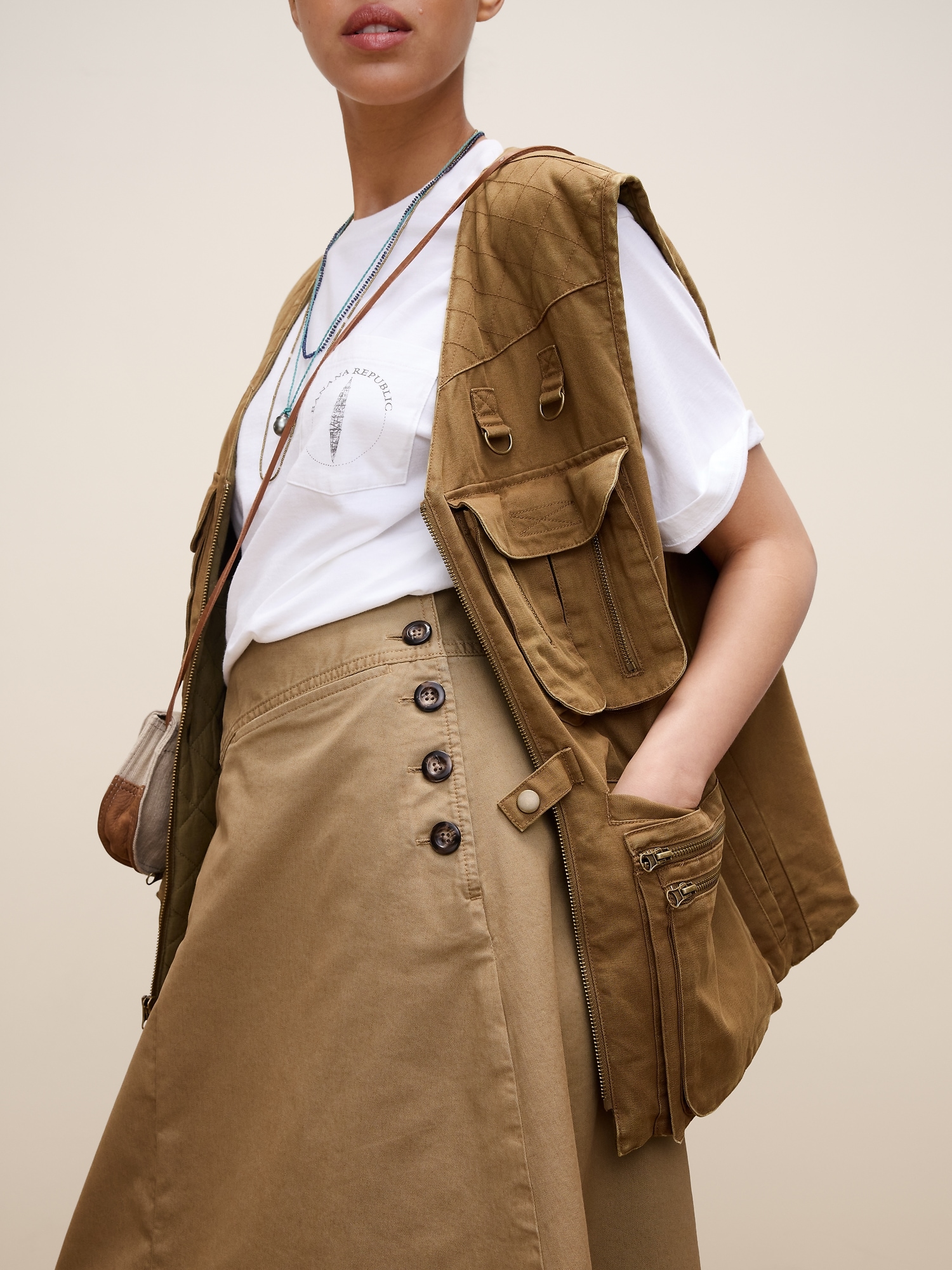 Image number 3 showing, Archive Reissue Khaki Midi Skirt