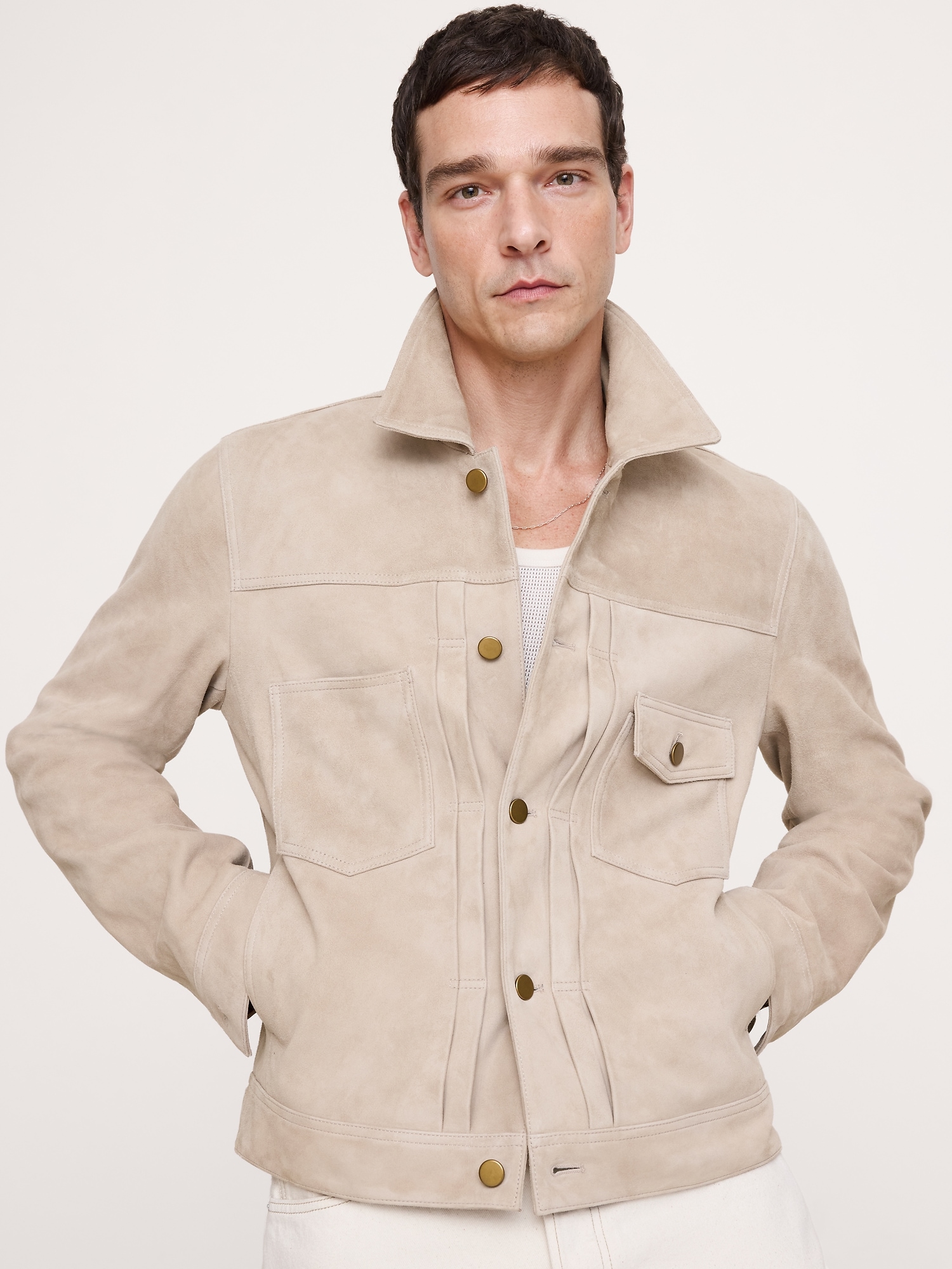 Image number 1 showing, Suede Trucker Jacket