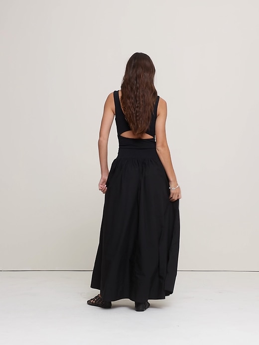 banana republic poplin backless maxi dress Halter Open-Back Maxi Dress