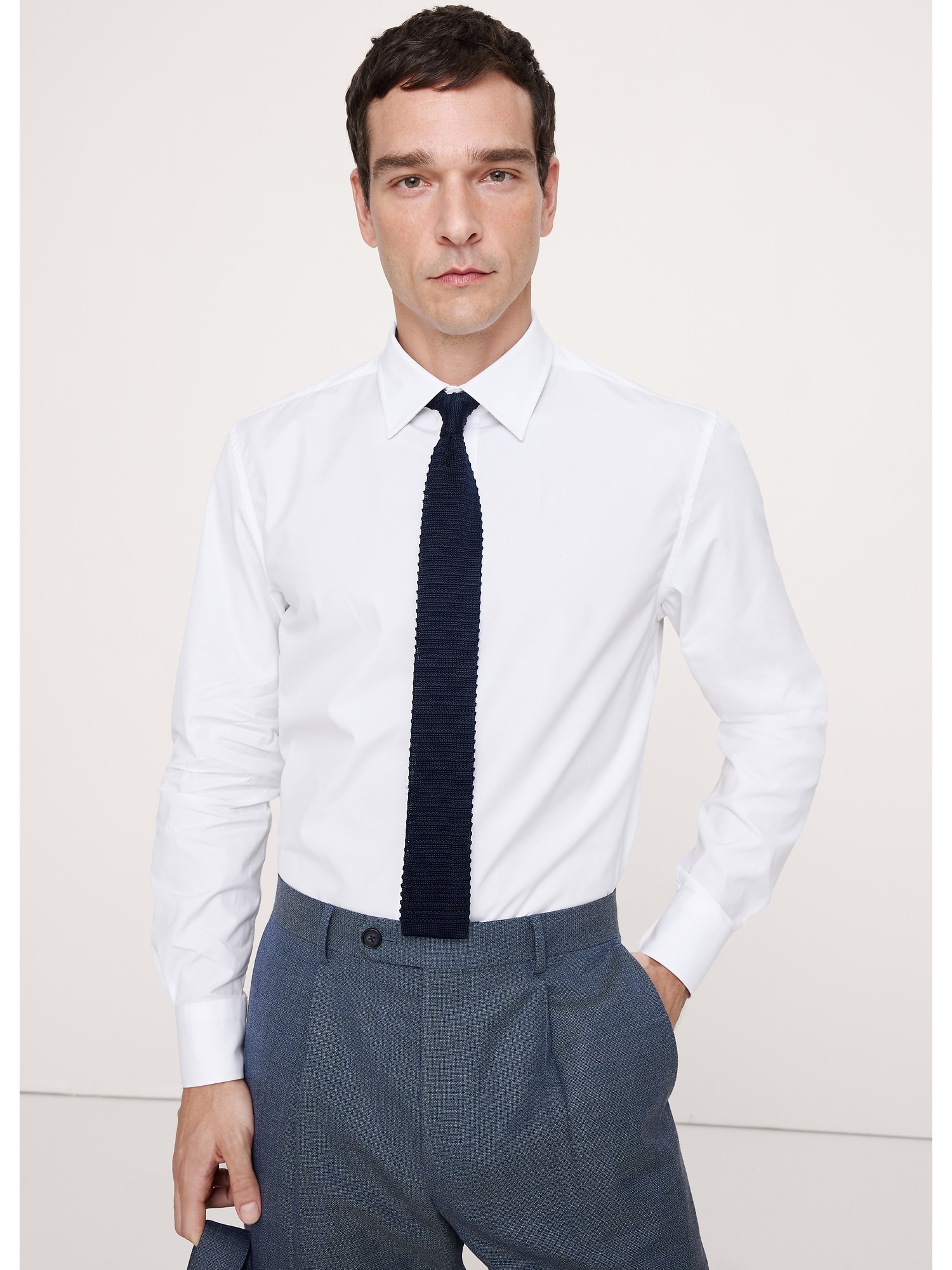 Tailored Slim-Fit Premium Cotton Poplin Dress Shirt