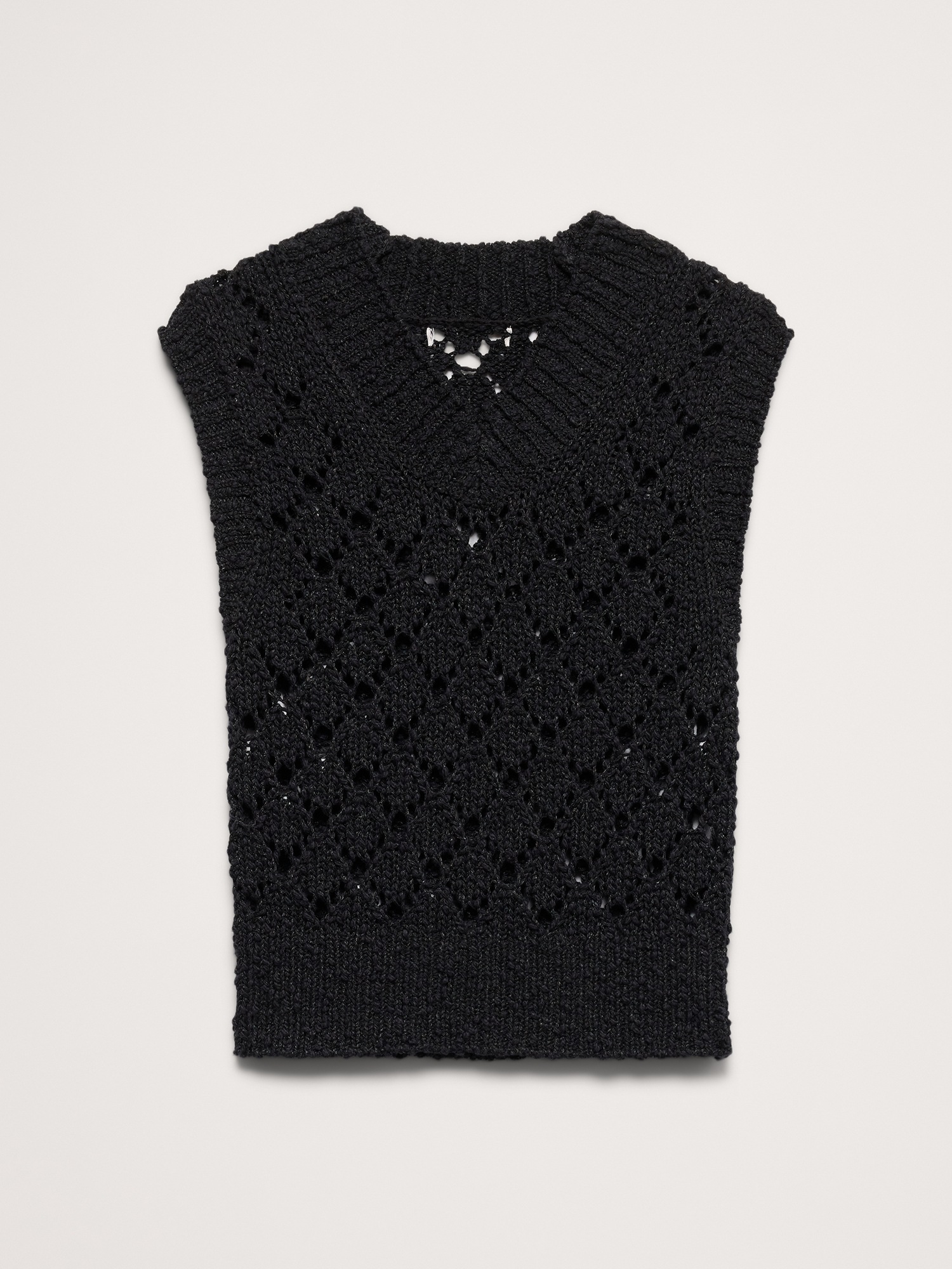 Женский жилет Banana Republic Crochet Cropped Sweater Vest, цвет: Чёрный — фото 4