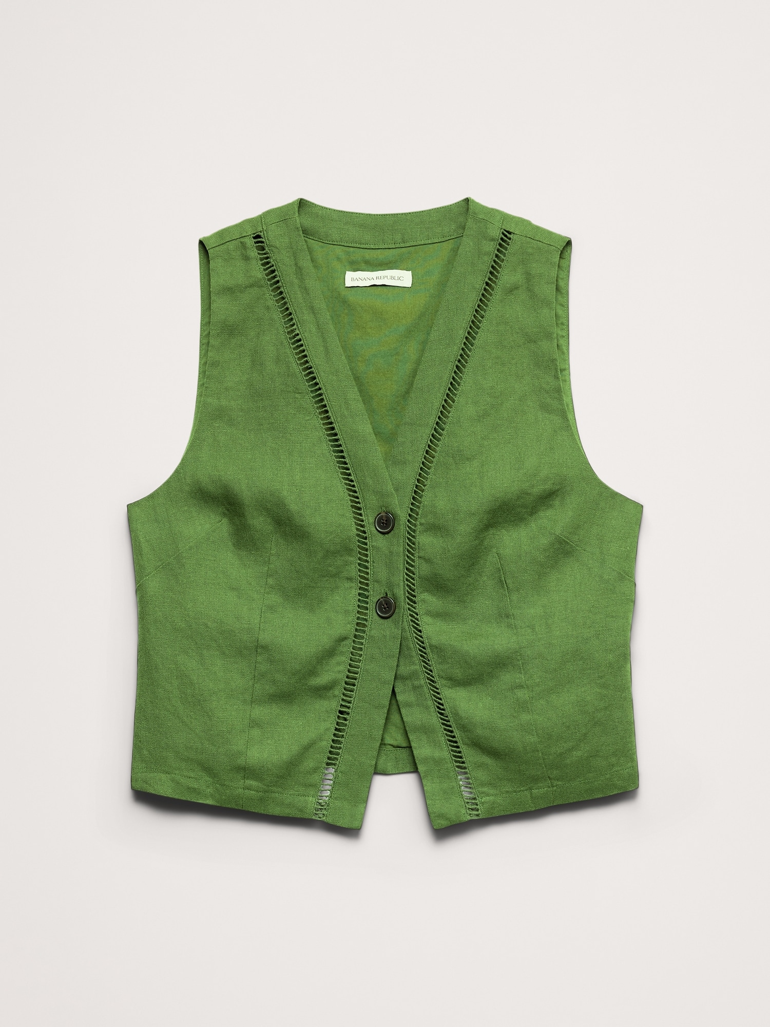 Image number 5 showing, Linen Lace-Trim Vest