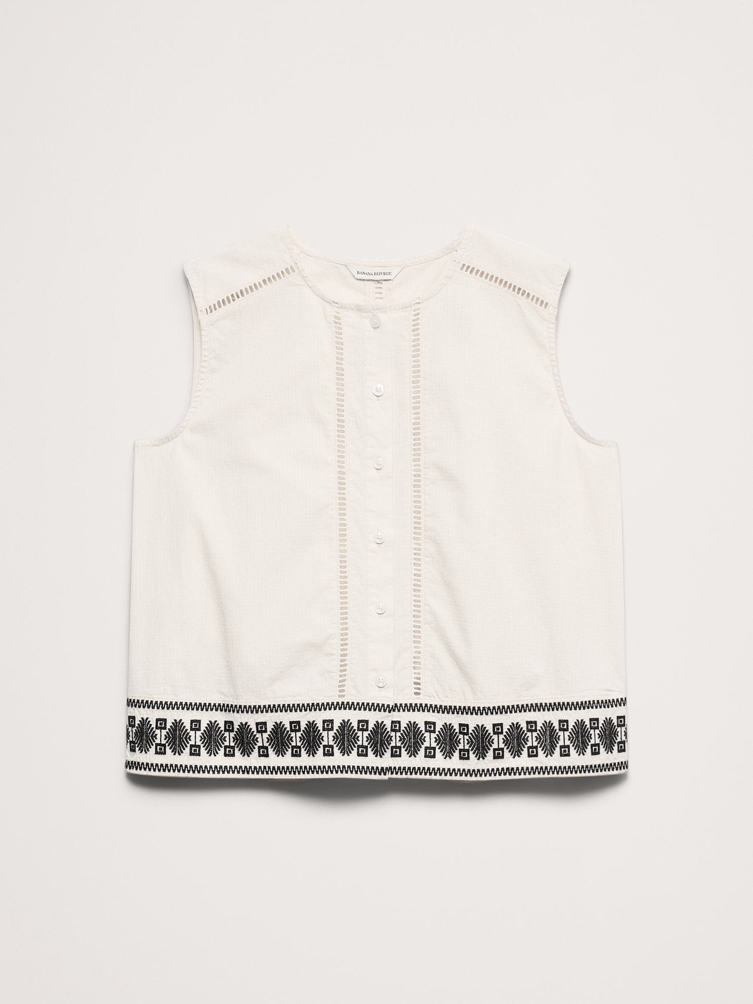 Image number 4 showing, Embroidered Stretch-Cotton Tank