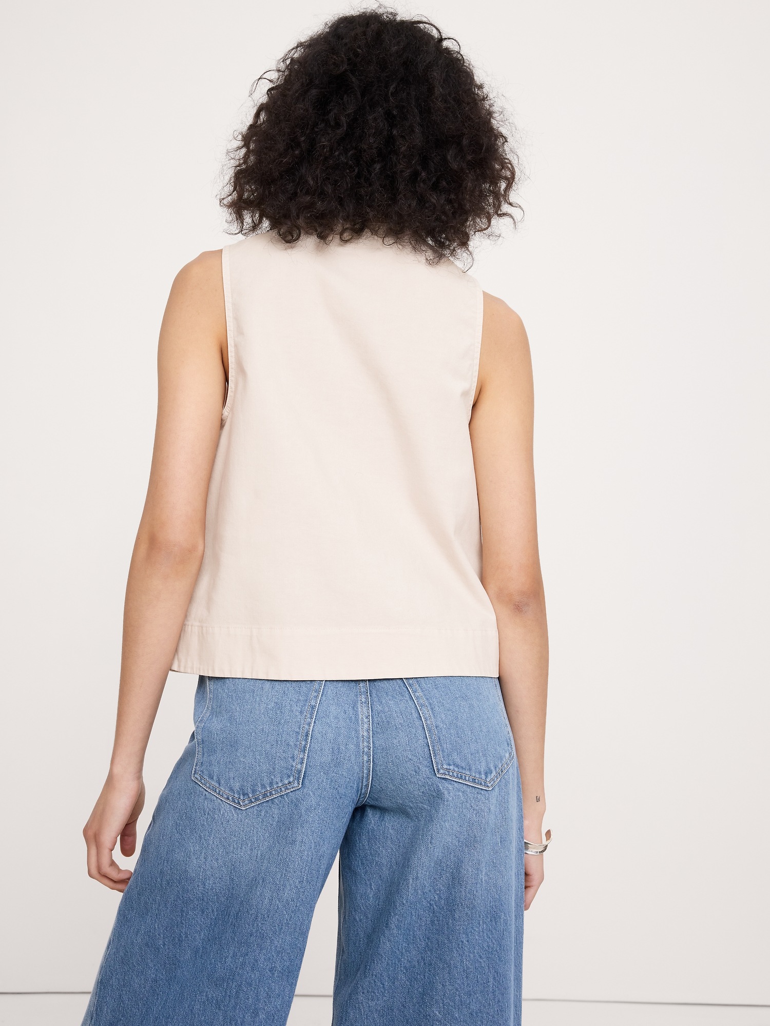 Женский топ Banana Republic Cotton Canvas Tank, цвет: Кремовый белый — фото 2