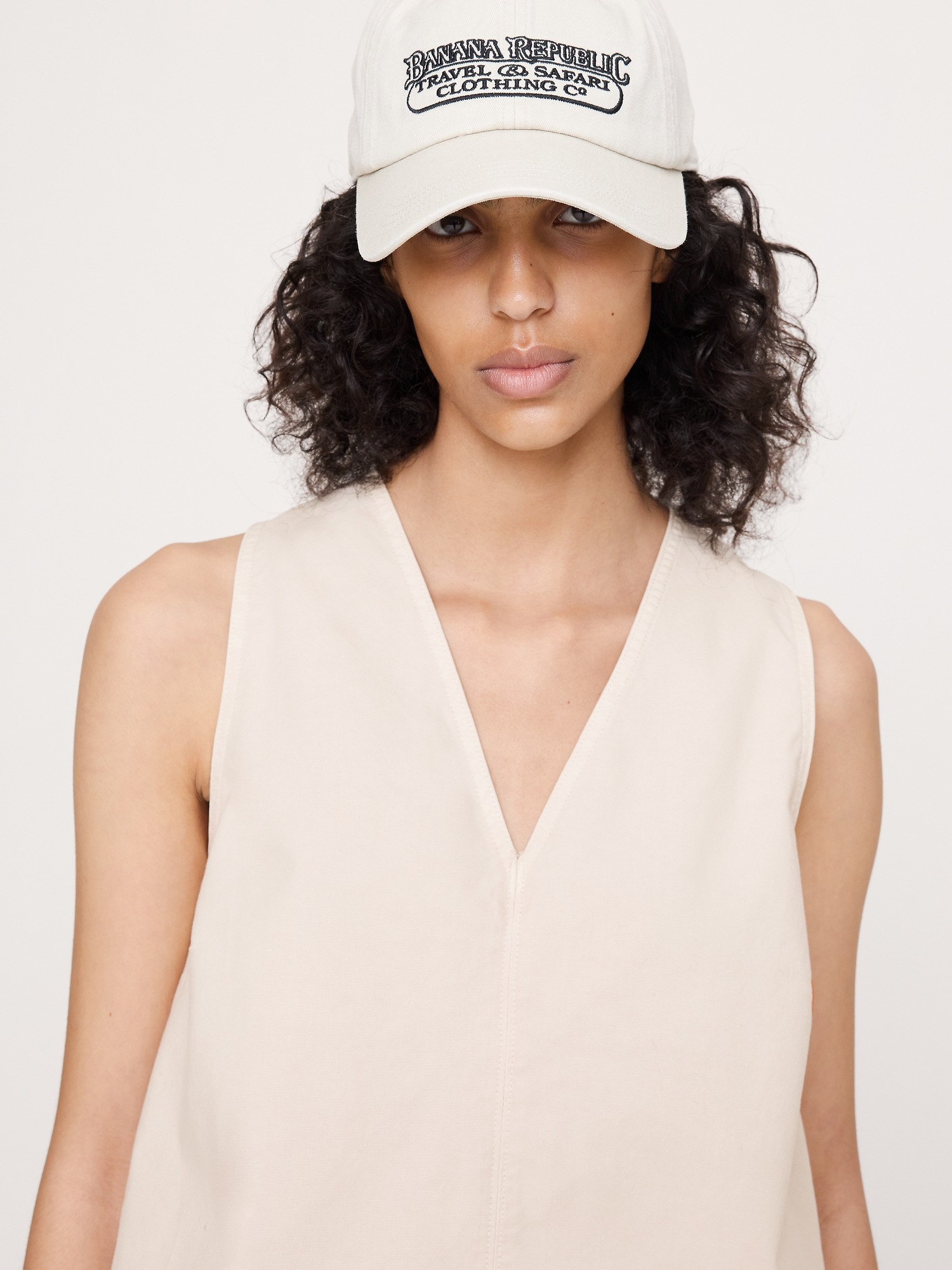 Женский топ Banana Republic Cotton Canvas Tank, цвет: Кремовый белый — фото 3