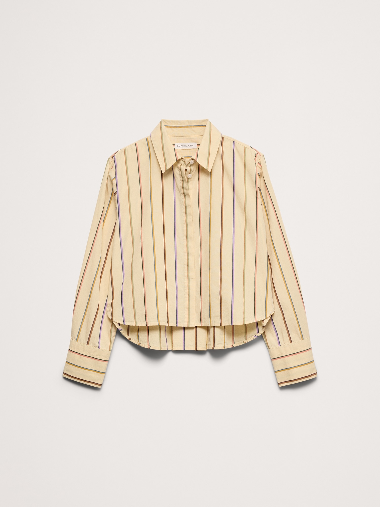 Image number 4 showing, Cropped Cotton Poplin Shirt with Elbow Patches