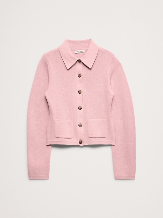 Larkspur Cotton-Silk Polo Cardigan | Banana Republic