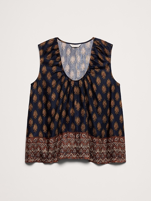 Viscose-Linen Scoop-Neck Tank | Banana Republic