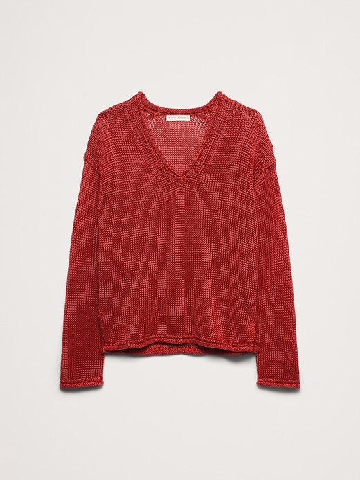 Heirloom Linen V-Neck Sweater | Banana Republic