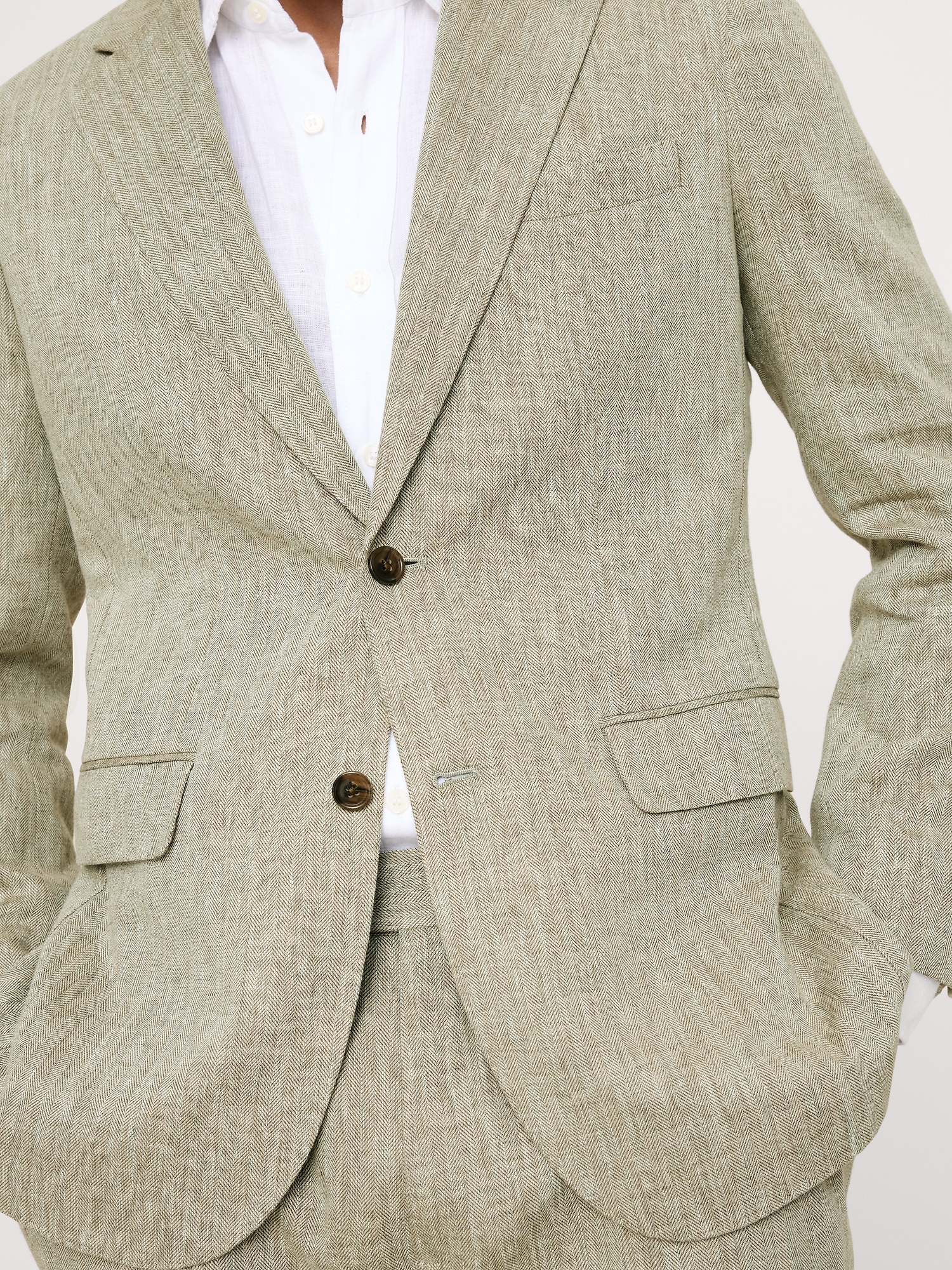 Image number 4 showing, Green Linen-Cotton Suit Jacket