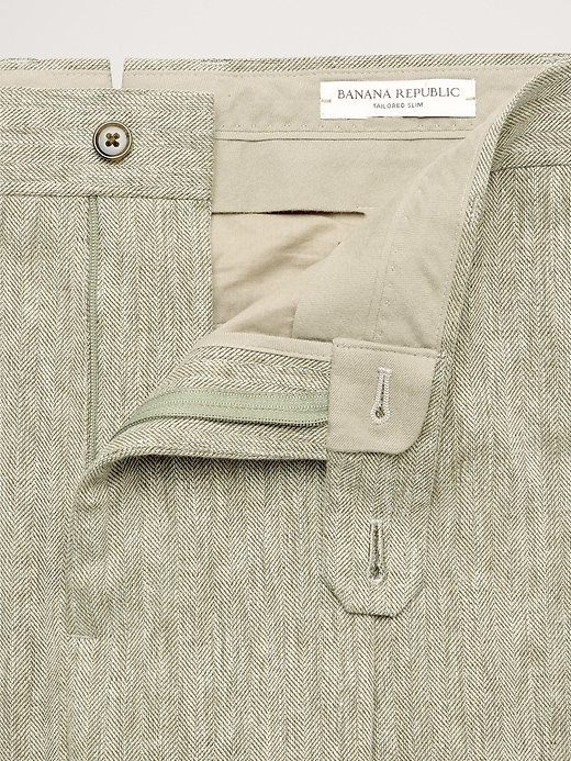 Tailored Slim-Fit Green Linen-Cotton Suit Pant | Banana Republic