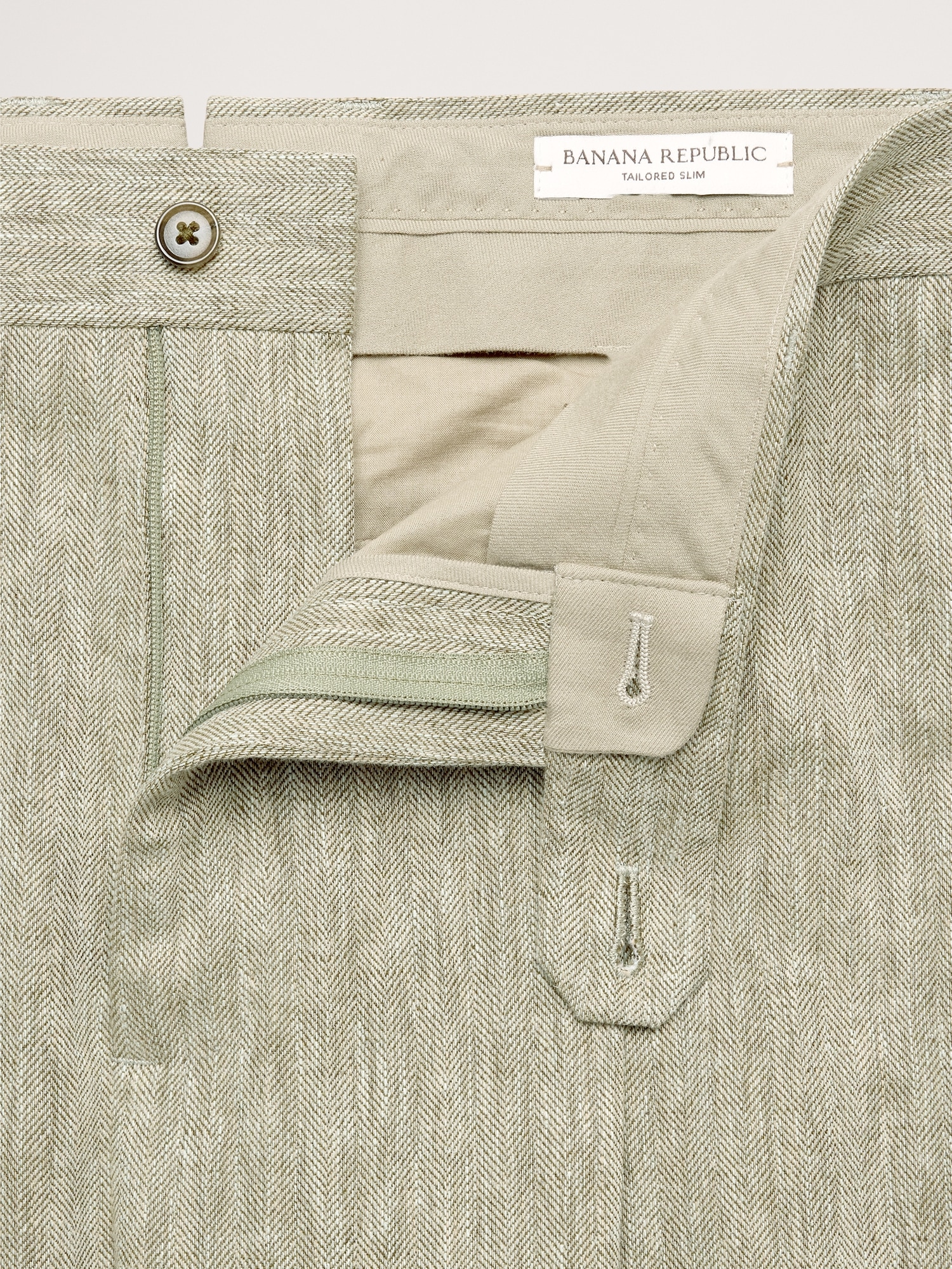 Image number 7 showing, Tailored Slim-Fit Green Linen-Cotton Suit Pant