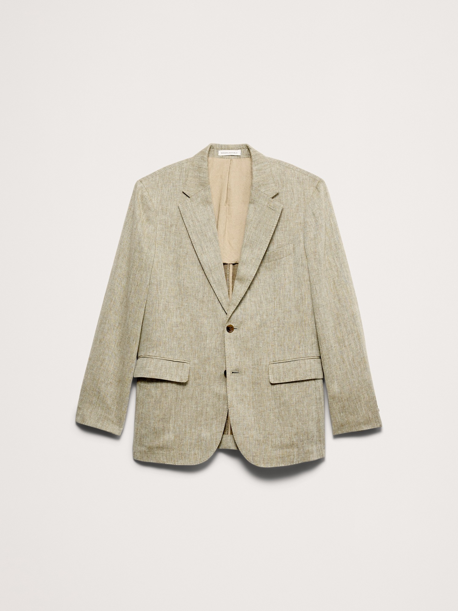 Мужской пиджак Banana Republic Tailored Slim-Fit Green Linen-Cotton Suit, цвет: Зелёный — фото 4