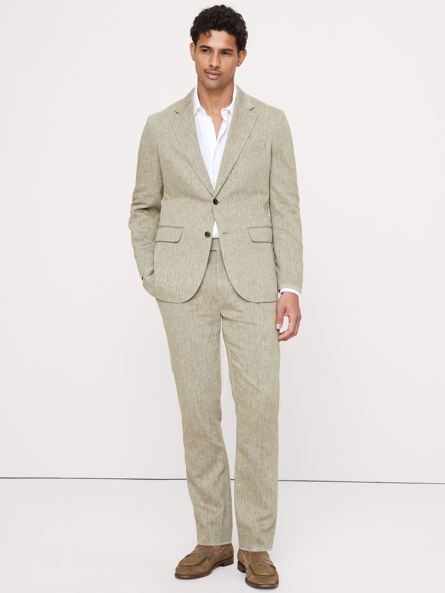 Image number 6 showing, Green Linen-Cotton Suit Jacket