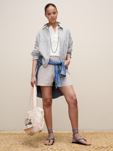 Archive Reissue Ticking Shirt in Cotton-Hemp