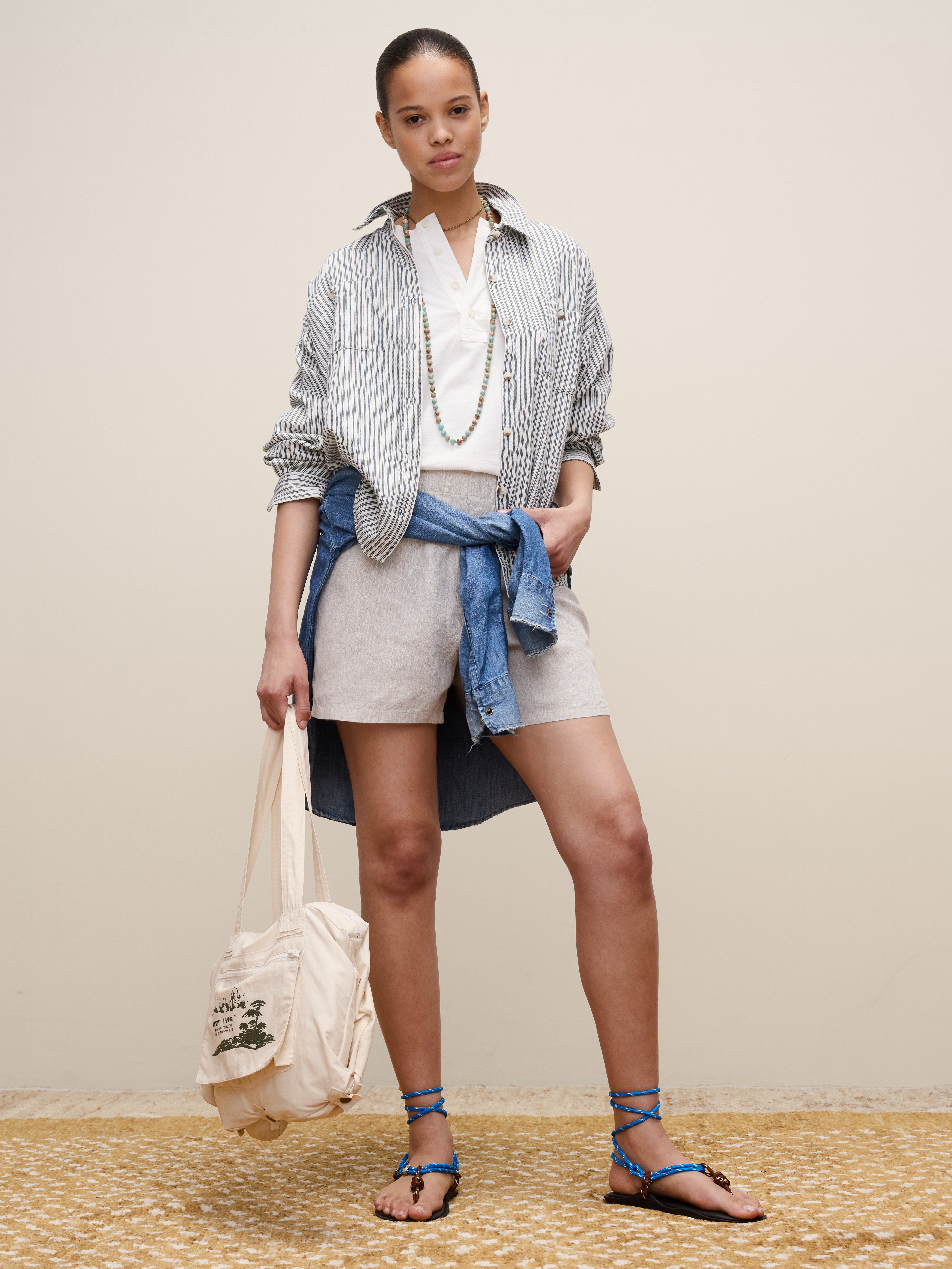 Archive Reissue Ticking Shirt in Cotton-Hemp