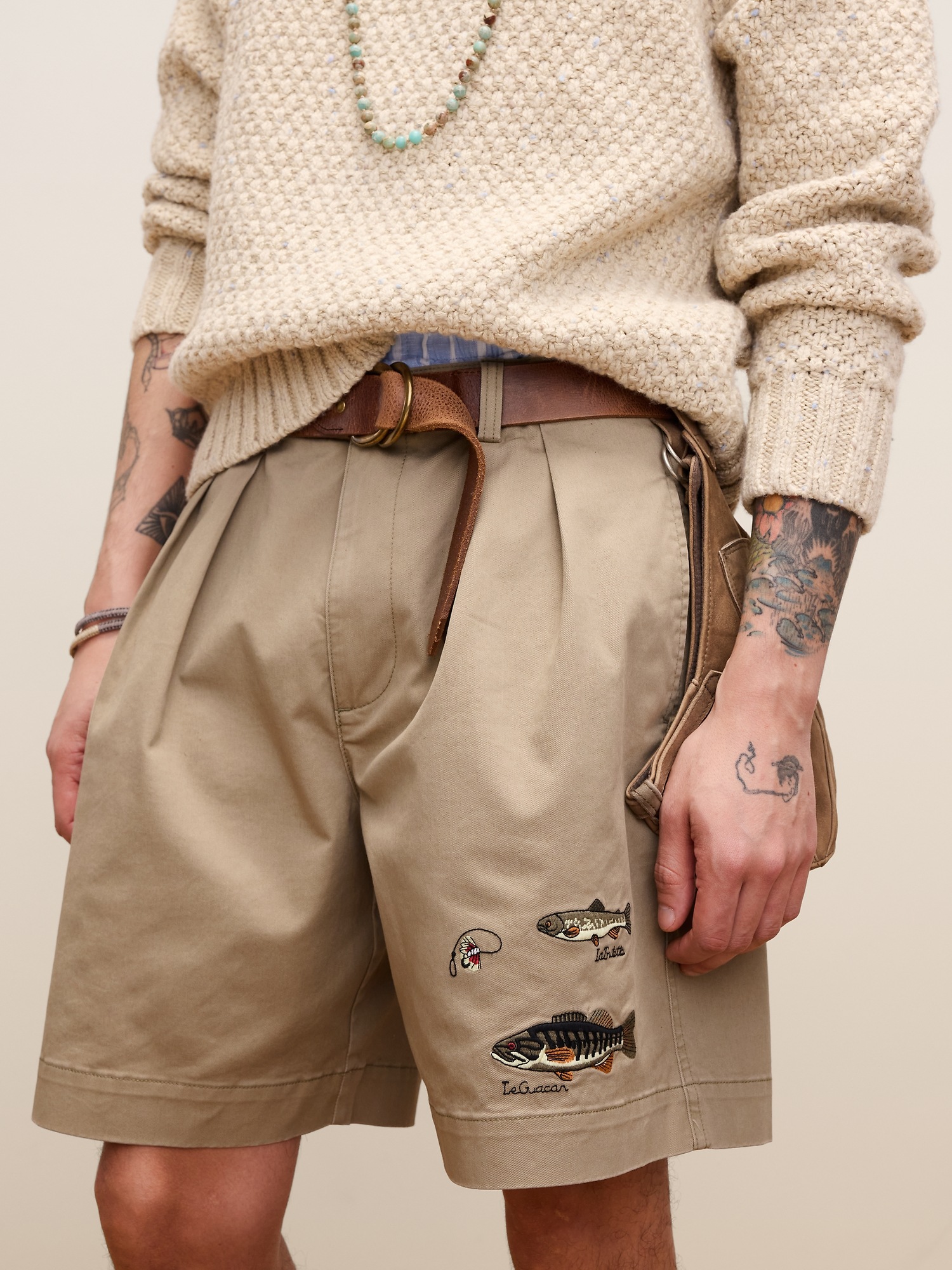 Мужские шорты Banana Republic Archive Reissue Pleated Fishing Short, цвет: Хаки бежевый — фото 2