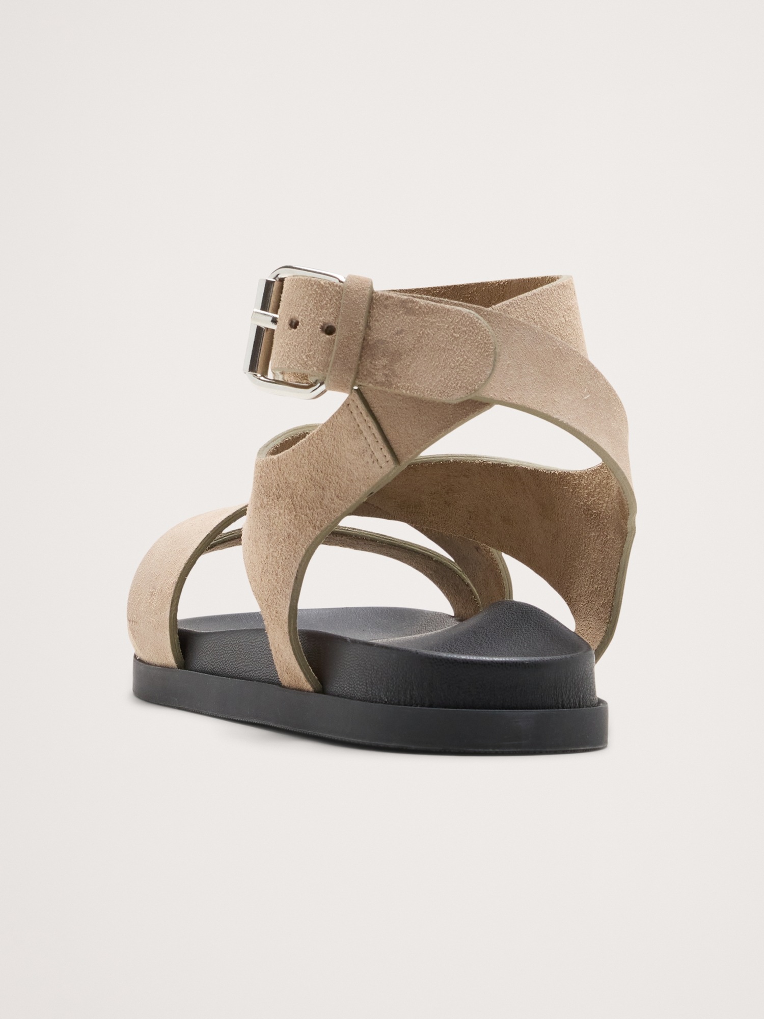 Женские сандалии Banana Republic Italian Suede Ankle-Strap Sandal, цвет: Бежевый — фото 4