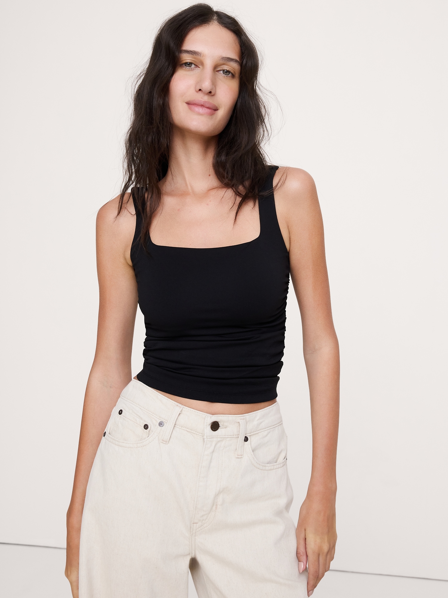 Image number 1 showing, Square-Neck Ruched Top