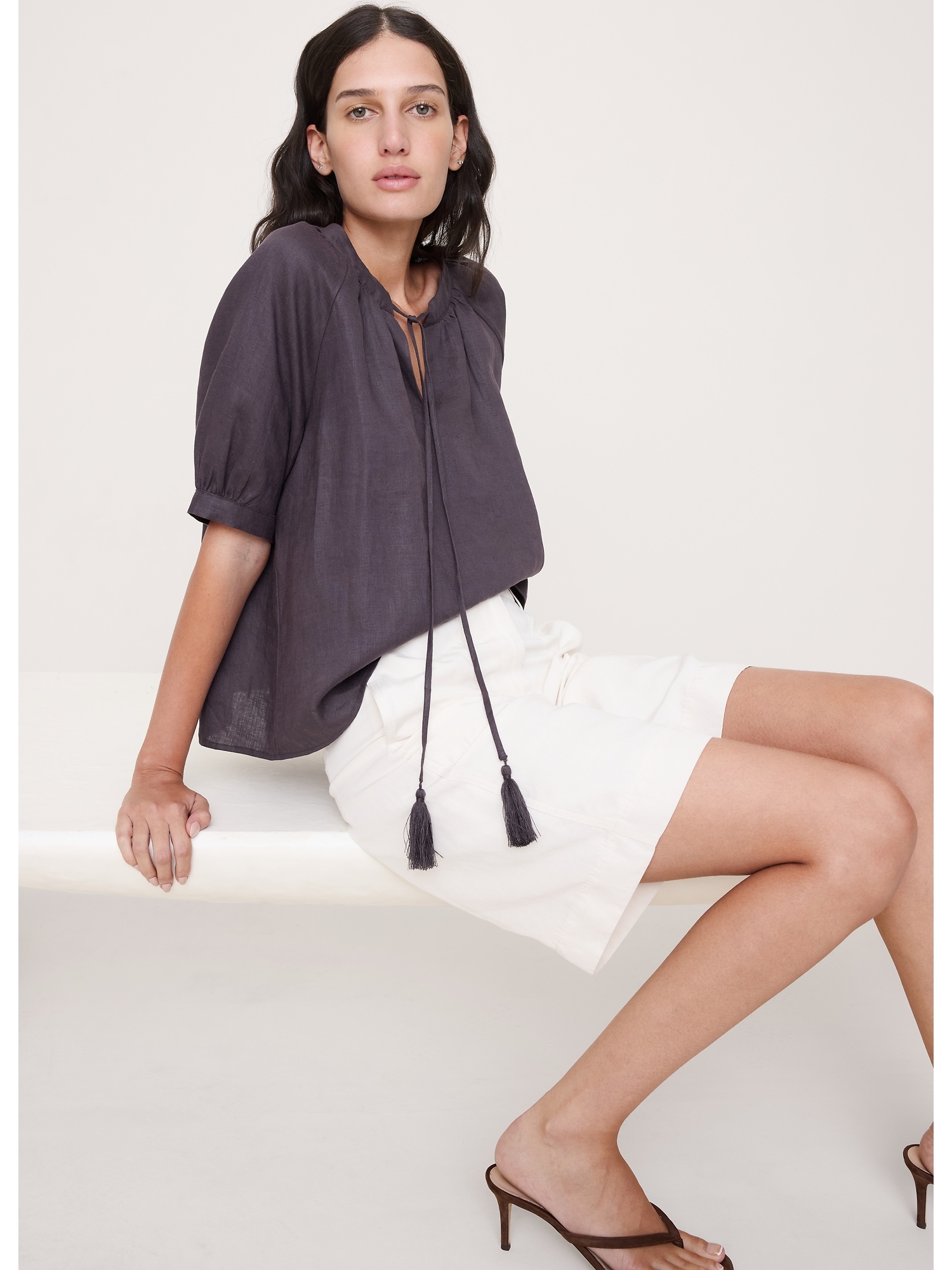 Image number 5 showing, Linen Tassel-Tie Top