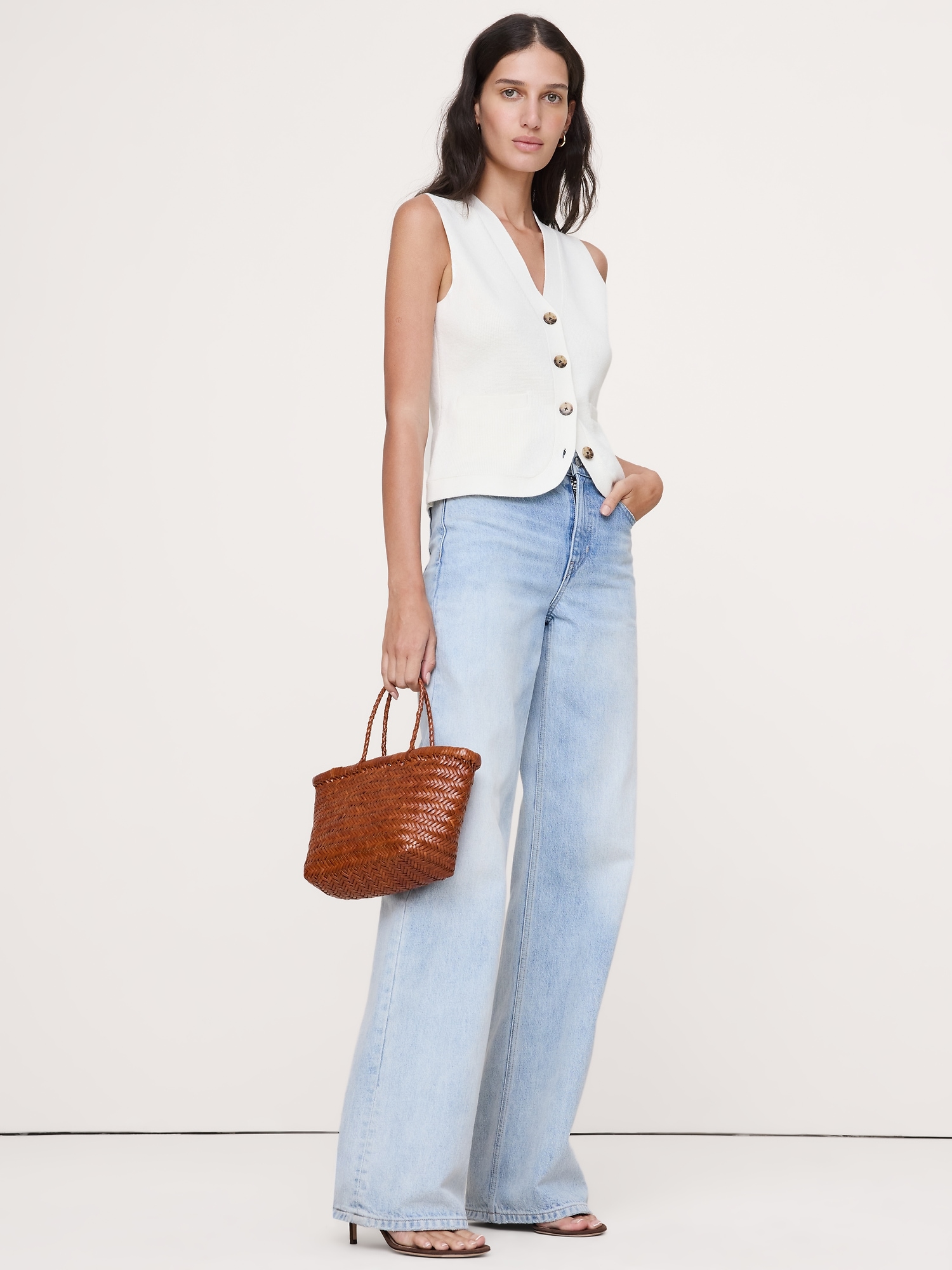 Image number 1 showing, Larkspur Cotton-Silk Sweater Vest