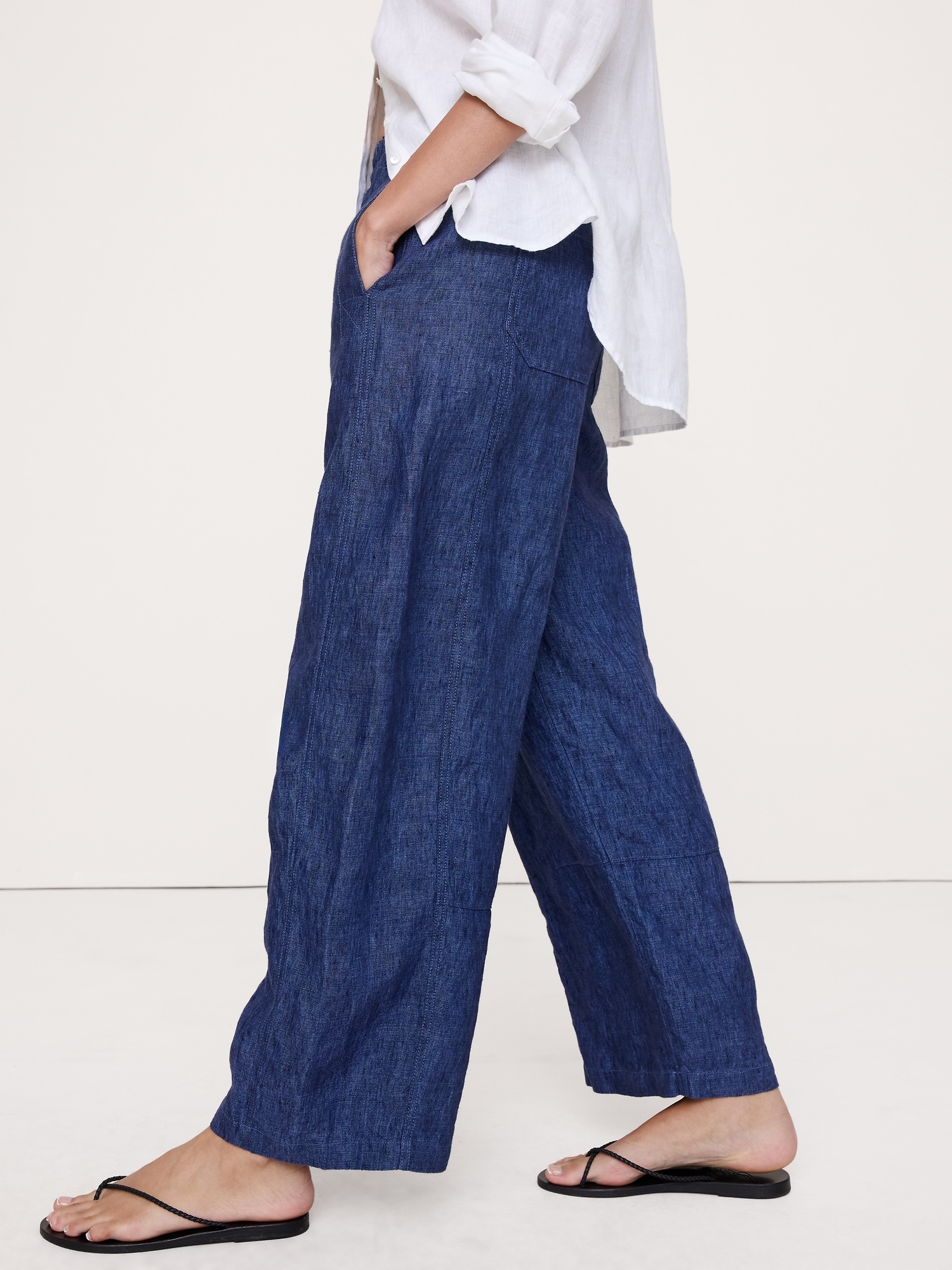 Image number 4 showing, Mid-Rise Relaxed Painter Pull-On Pant in Linen