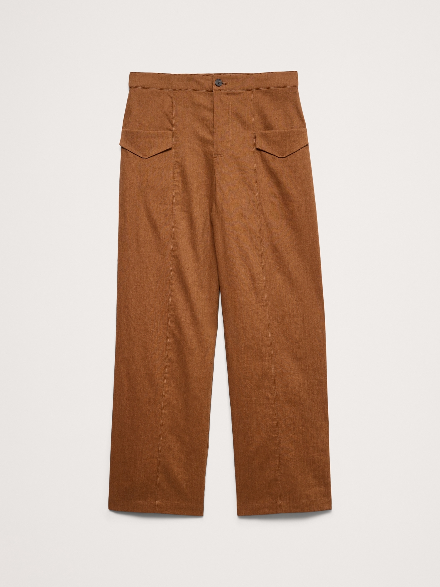 Image number 5 showing, High-Rise Straight Utility Pant in Stretch Linen-Viscose