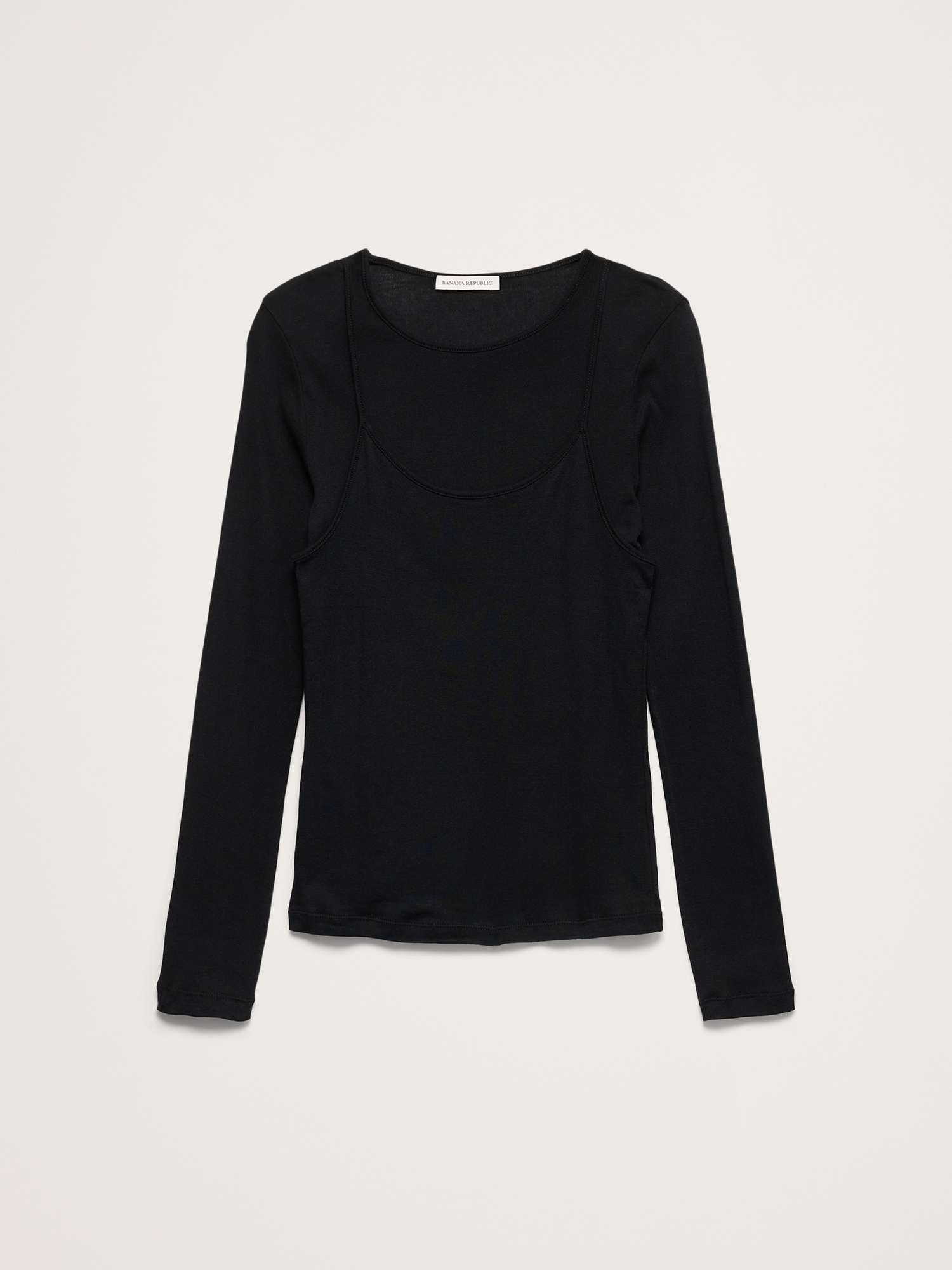 Image number 4 showing, Airy Cotton Layered Long-Sleeve T-Shirt
