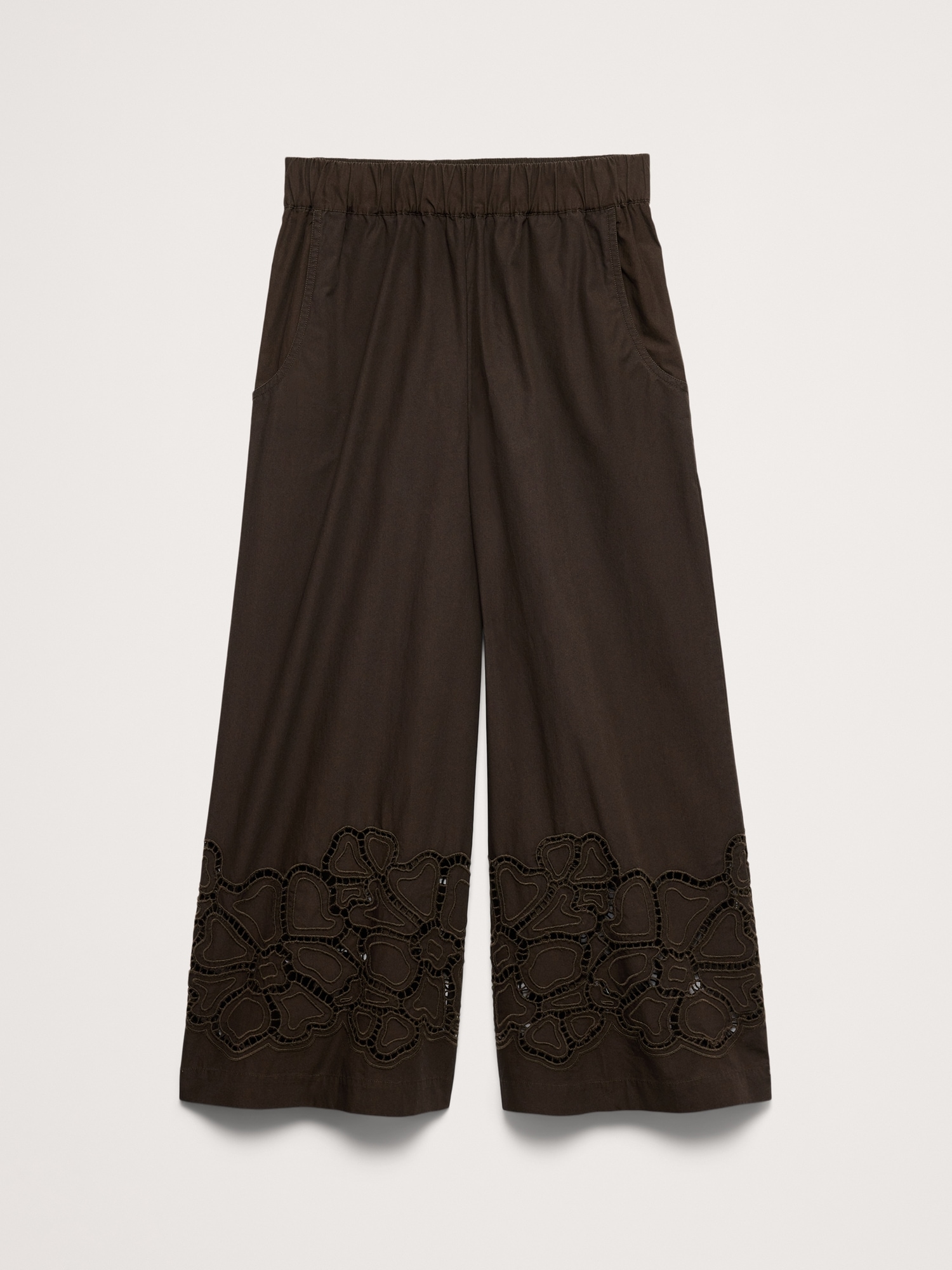 Image number 5 showing, The Pull-On Wide-Leg Ankle Pant in Embroidered Poplin