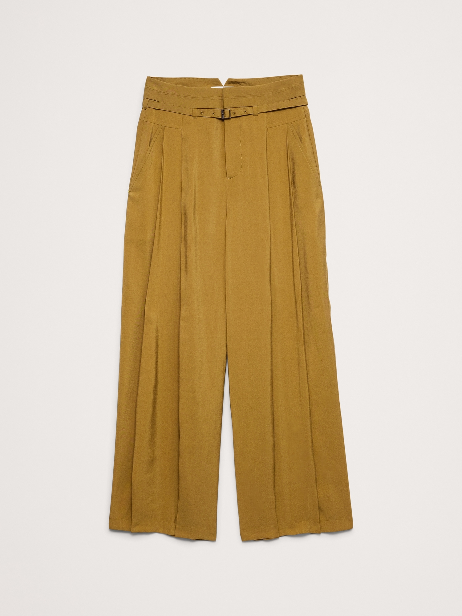 Image number 4 showing, Pleated Wide-Leg Cropped Pant in Luster Twill