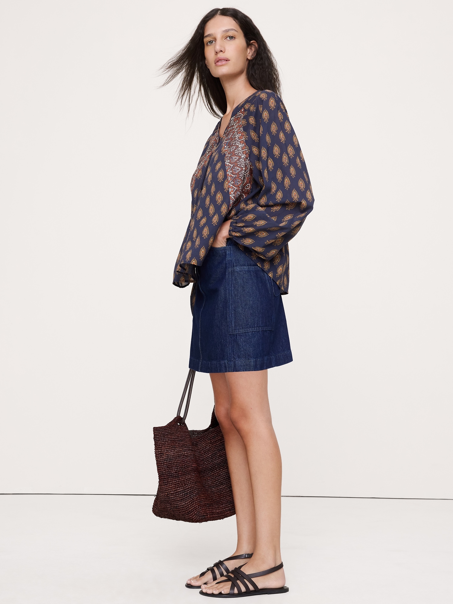 Image number 3 showing, Lightweight Cotton Split-Neck Top