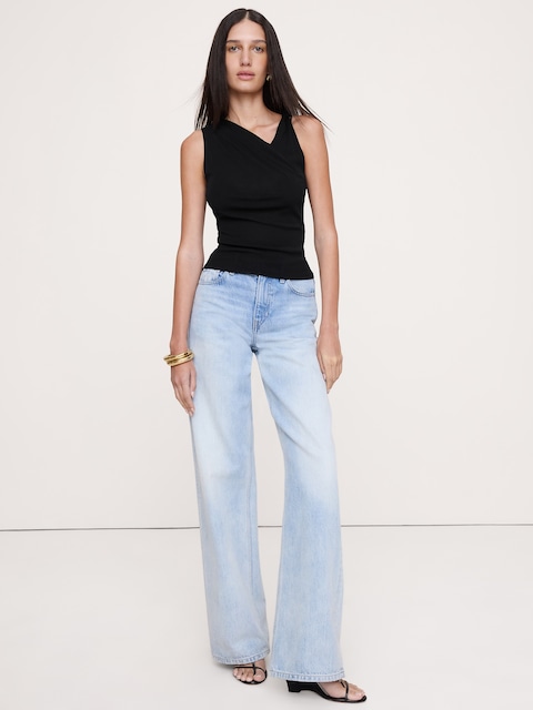 Mesh Twisted-Shoulder Top