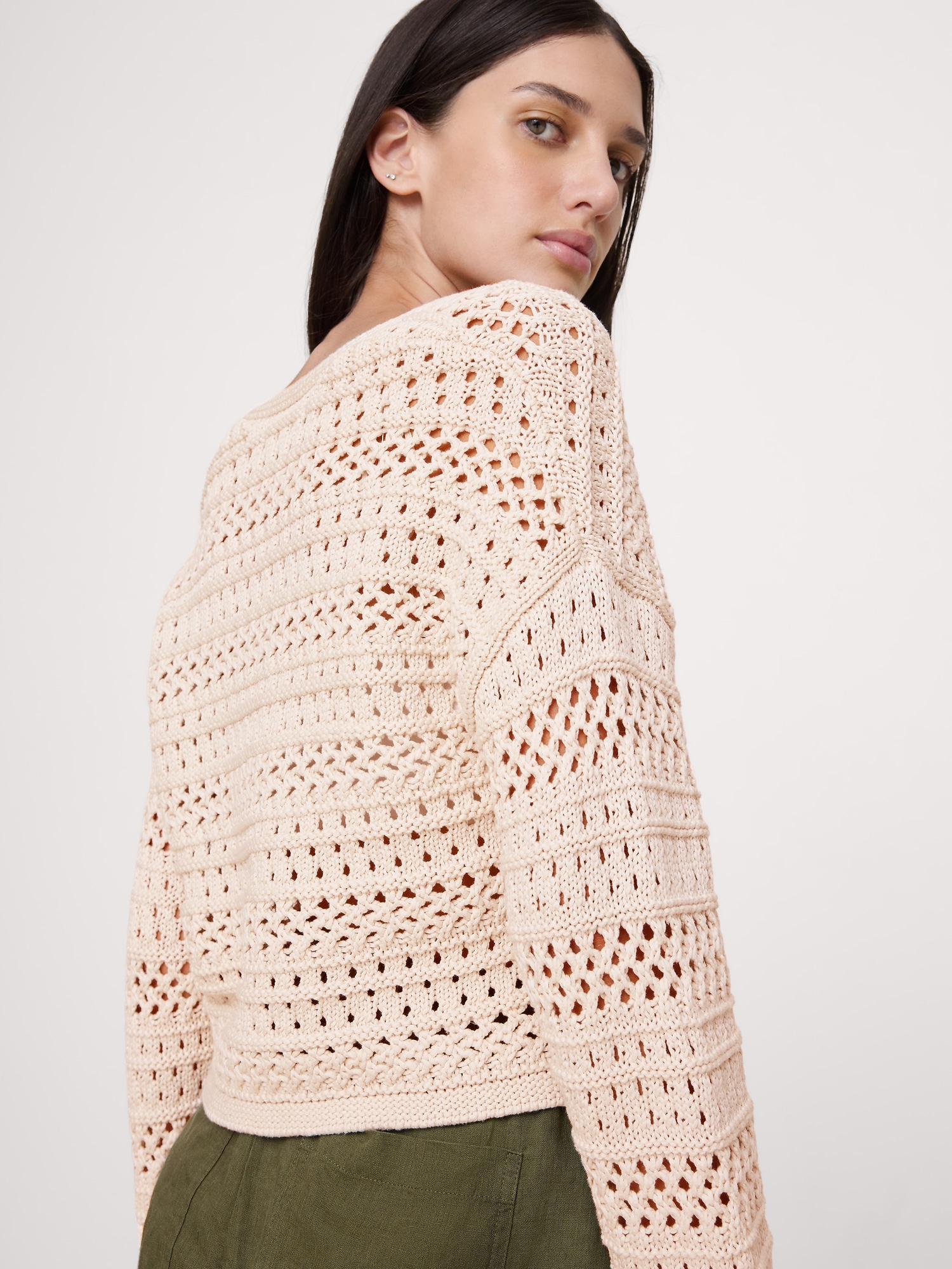 Image number 2 showing, Cotton Crochet Tie-Front Cardigan