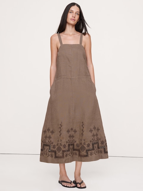 Square-Neck Apron Maxi Dress