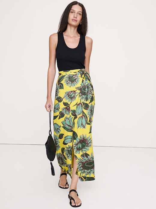 Linen Wrap Maxi Skirt