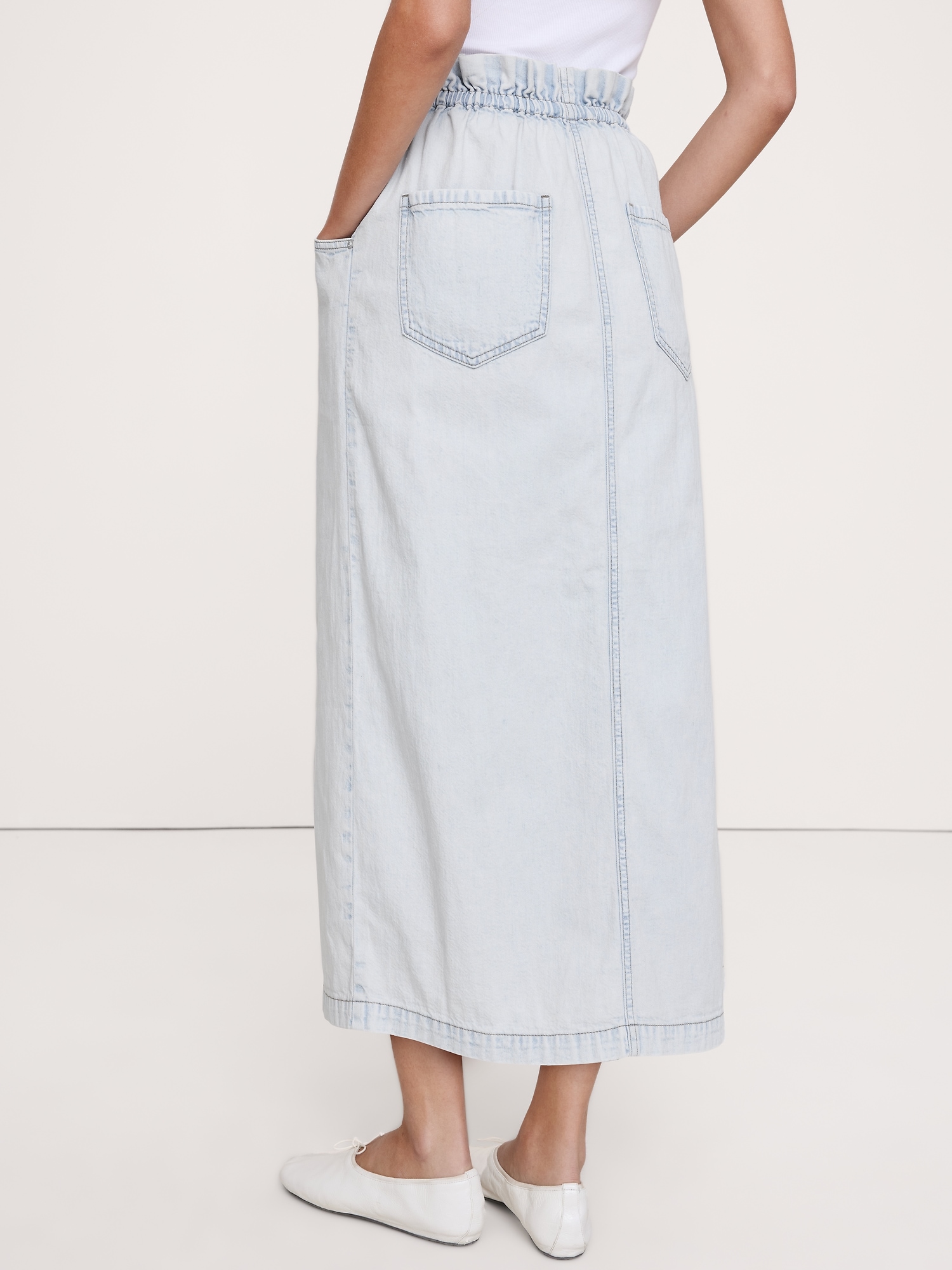 Image number 2 showing, Denim Paperbag Midi Skirt