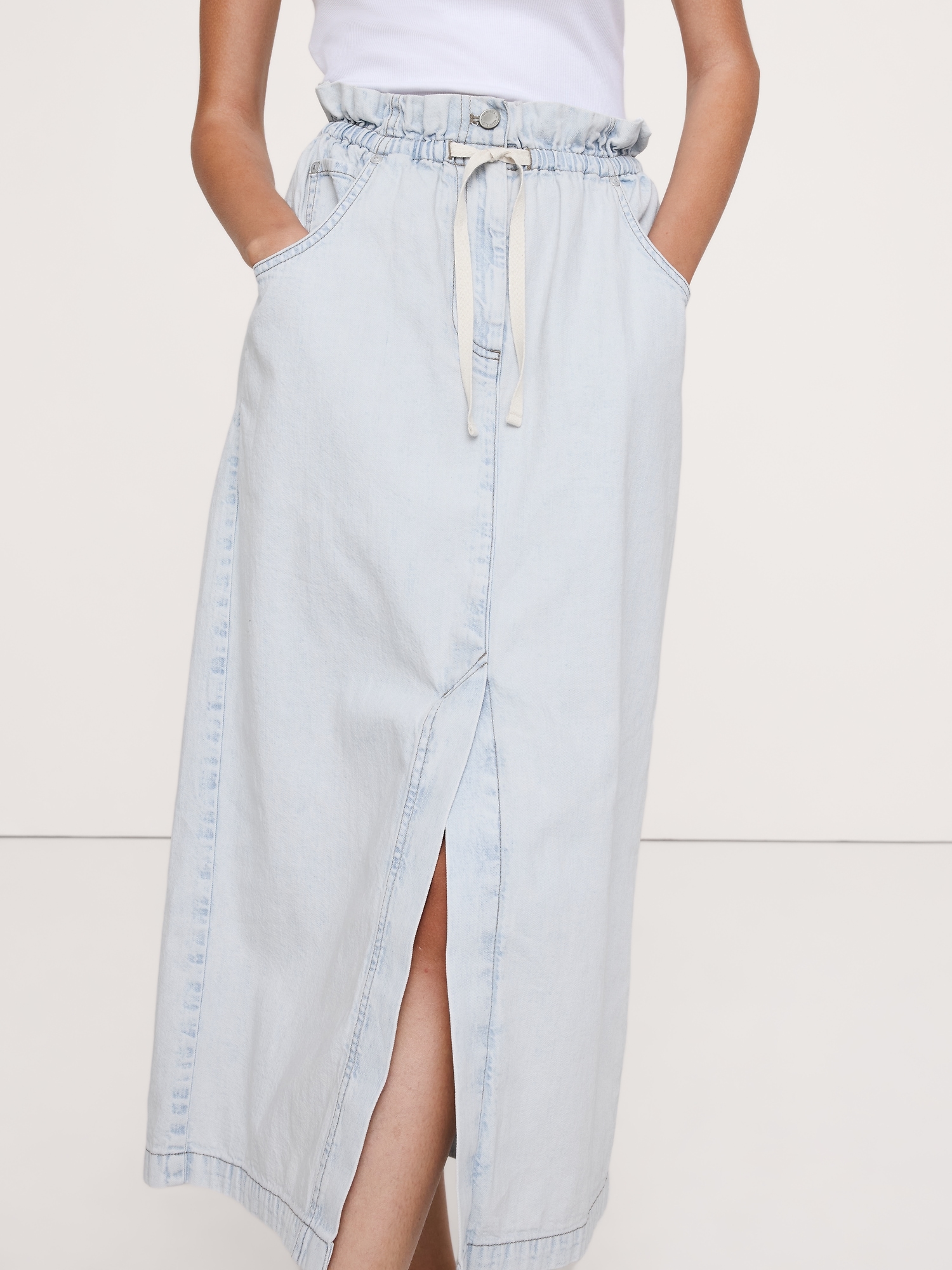Image number 3 showing, Denim Paperbag Midi Skirt