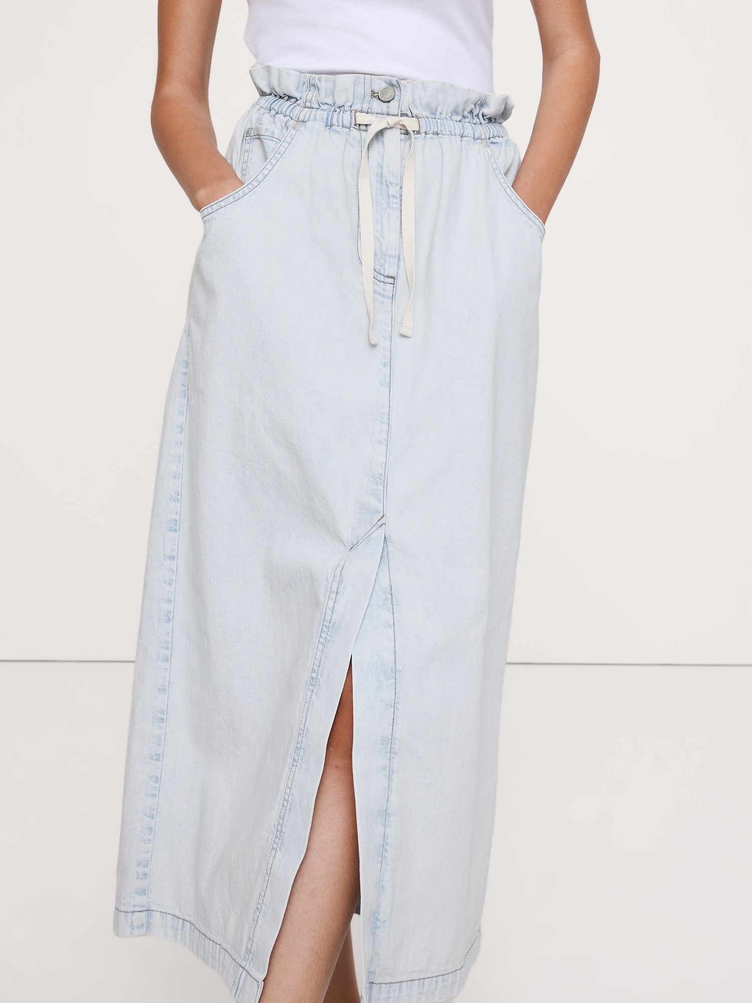 Женская юбка Banana Republic Denim Paperbag Midi, цвет: Индиго синий — фото 3